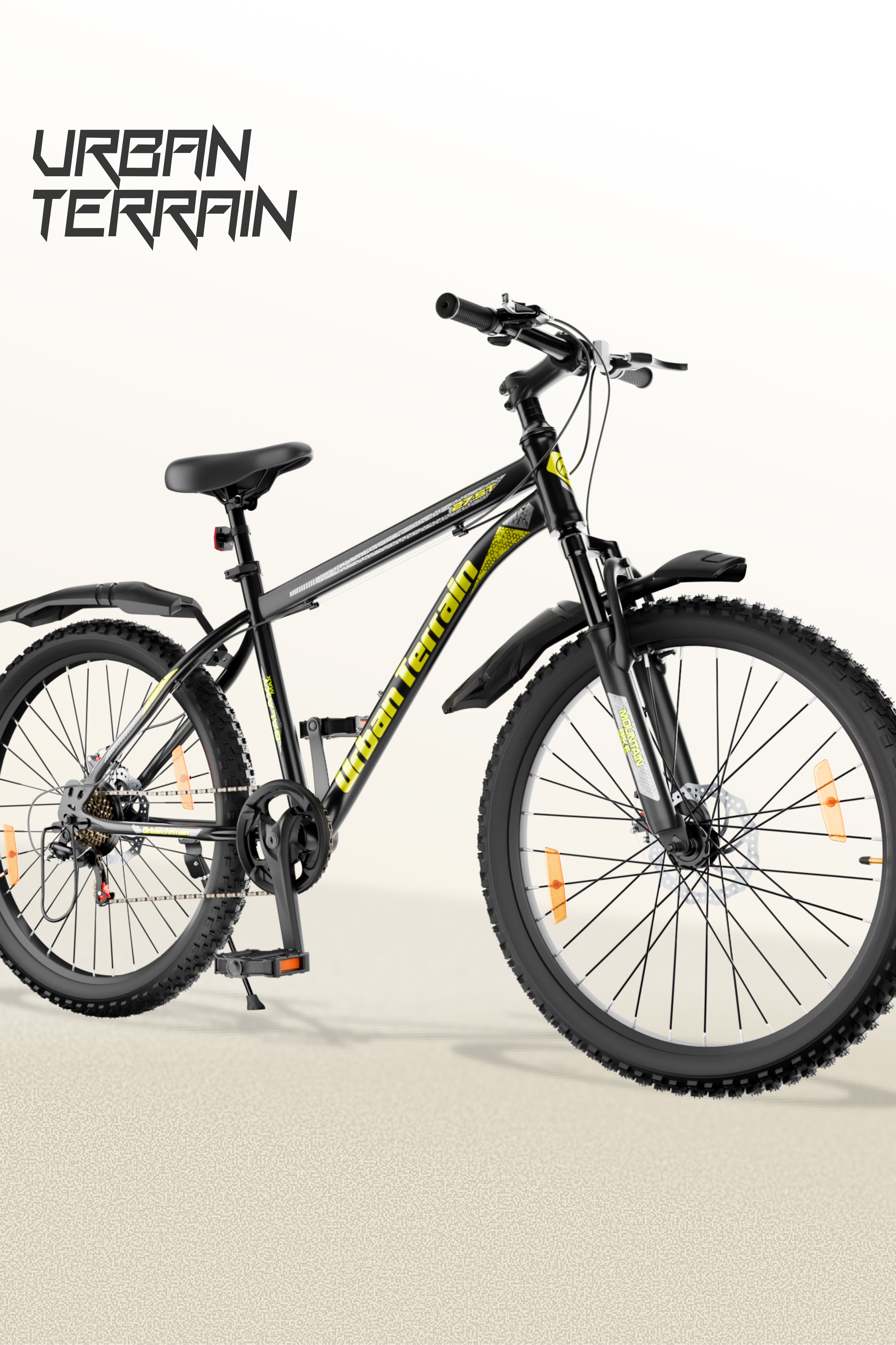 Galaxy Max Mountain Bike Steel 7 Speed Cycle 27.5 inch Tyre, Green With Front Suspension, Single Wall Rim and Dual Disc Brakes Ideal For 5.2 ft to 6 ft