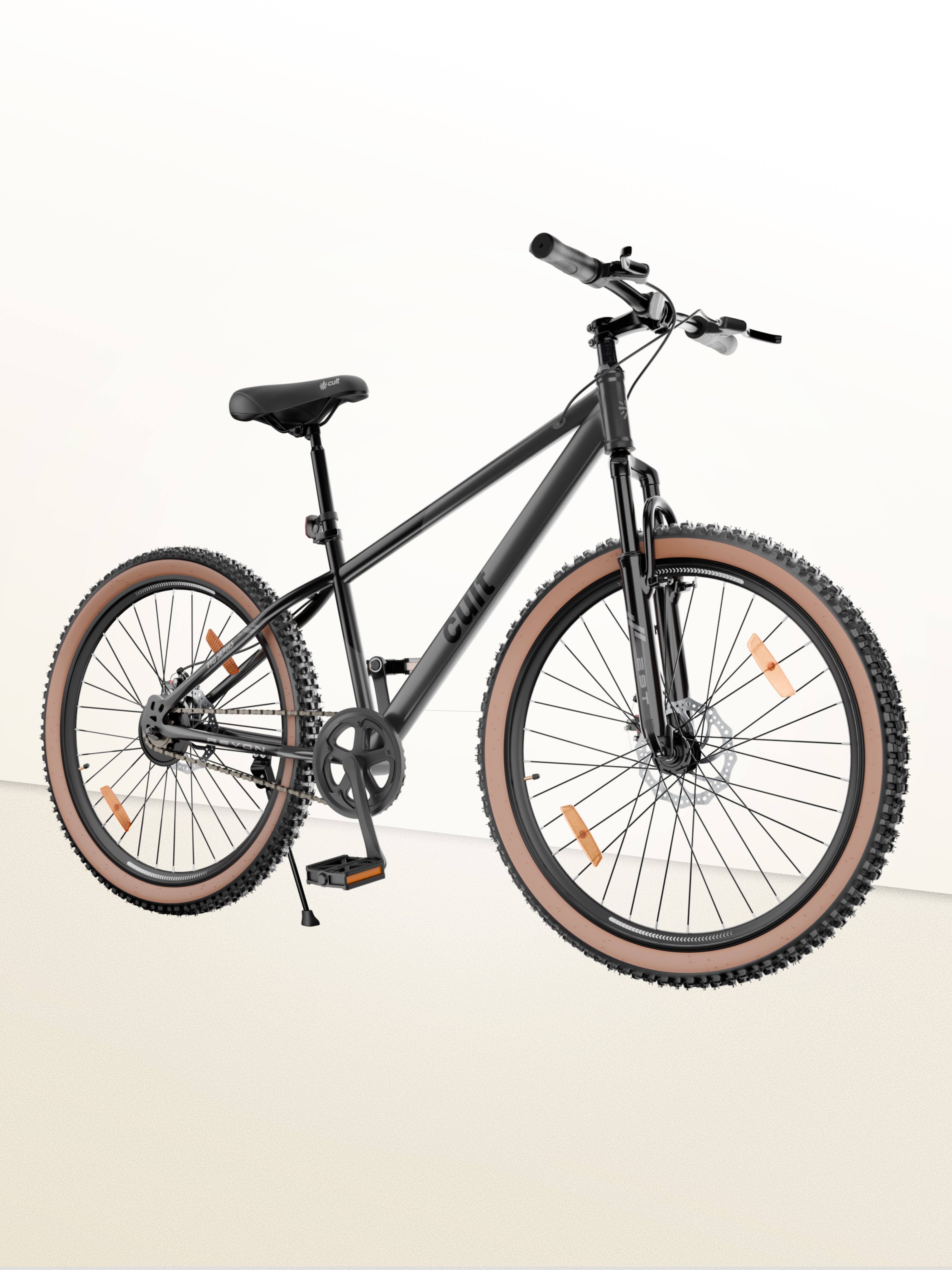 Cult Revon 27.5T Steel Mountain Bike with Dual Disc Brake and Front Suspension, Black-Grey