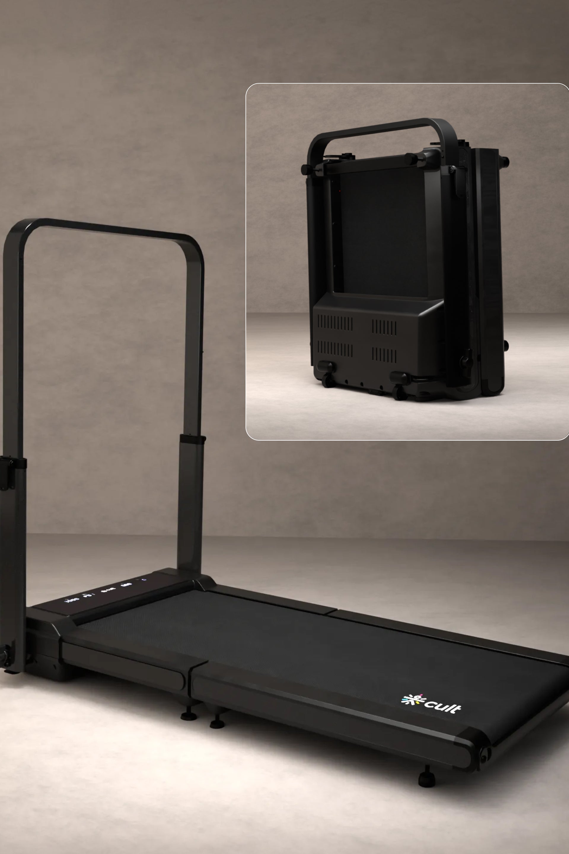 Cult Fold Plus Center-Folding Walking Pad with 5HP Motor with Easy Remote Control | Max User 130kg | Top Speed 12kmph | Running Deck 39.3 x 15.7 inches | Space Saving & Perfect for Home use Treadmill