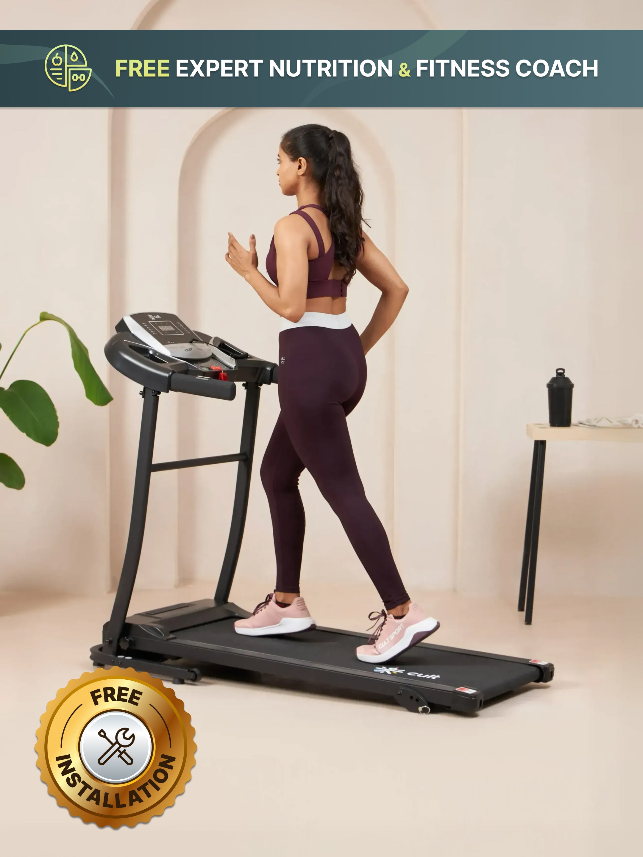 Cultrun S3.0 3HP Peak Treadmill | 3-level Manual-Incline | Max Weight-100kg | Max Speed-10kmph (with 6 months extended warranty)