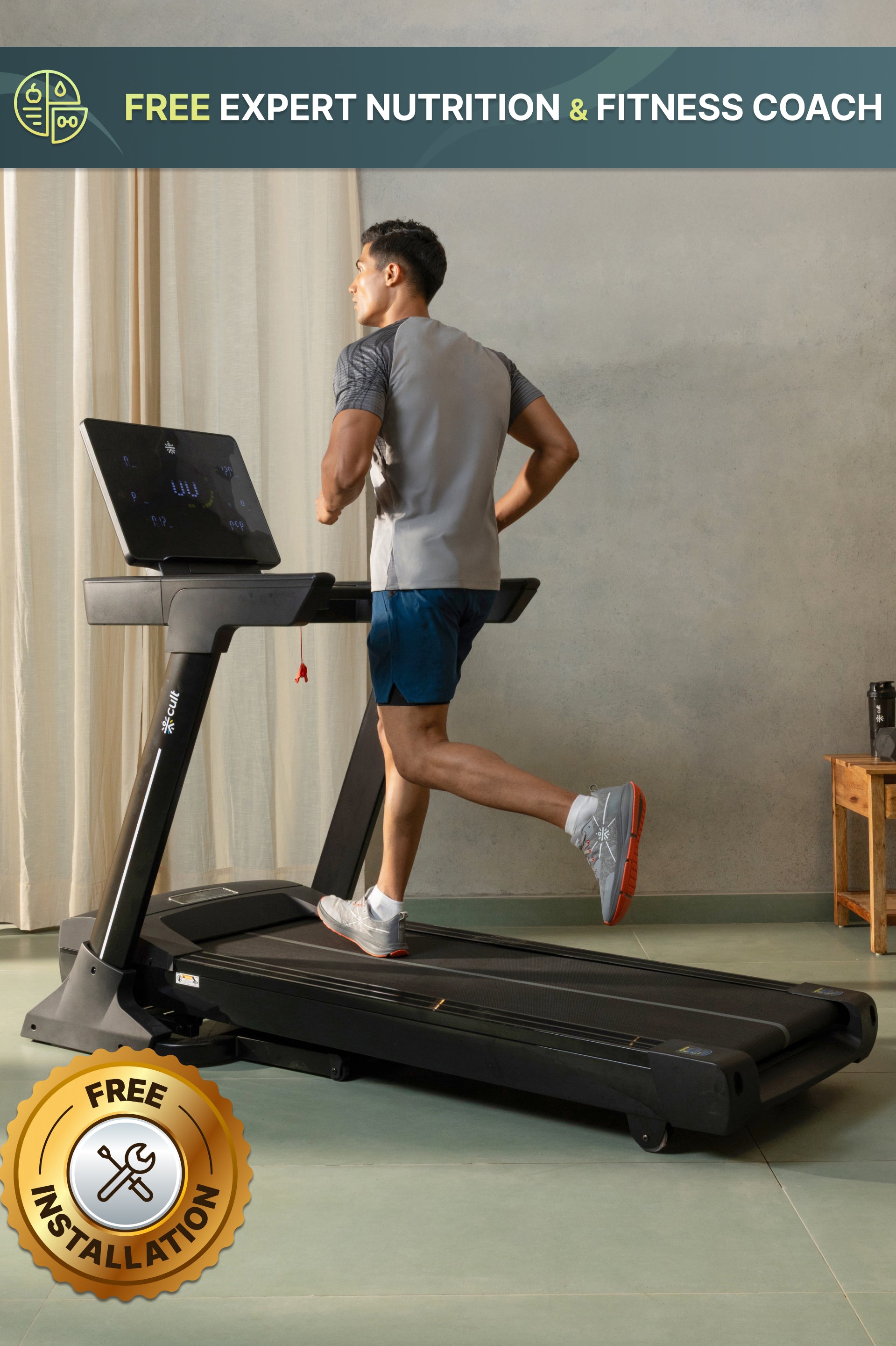 Cult SmartStrideElite Brushless AC Motor (8HP Peak) Treadmill | Max Weight: 150kg | 20 Level Auto Incline (with 6 months extended warranty)