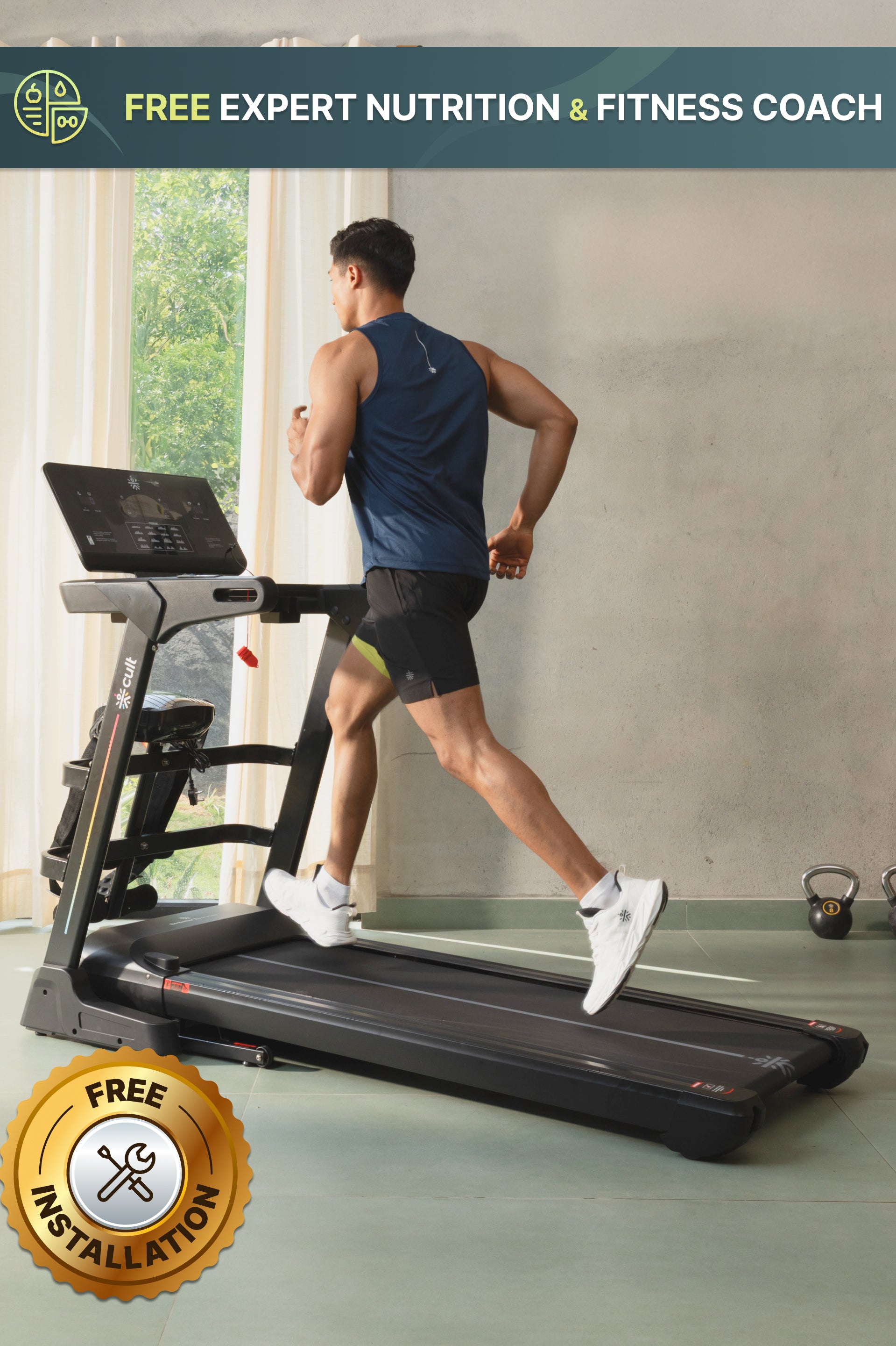 Cult SmartStridePro BLDC Motor (7HP Peak) Treadmill with Massager | Max Weight: 140kg | 18 Level Auto Incline (with 6 Months extended warranty)