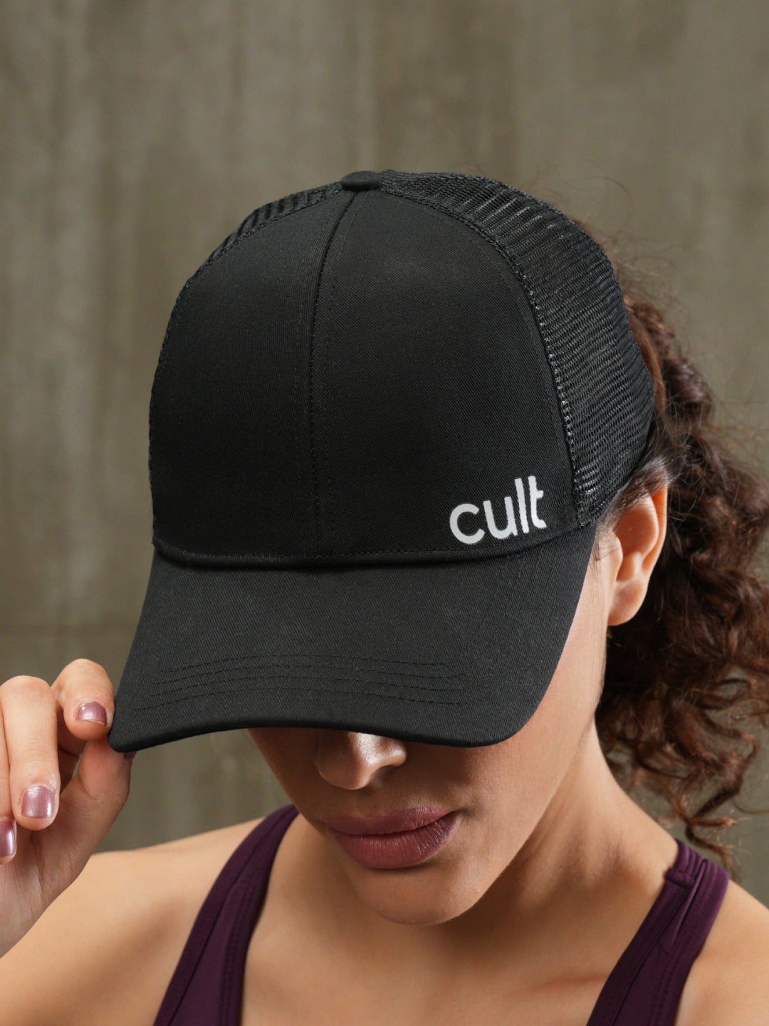 cult Half Mesh Cap Black- Unisex Adjustable Cap for Men & Women