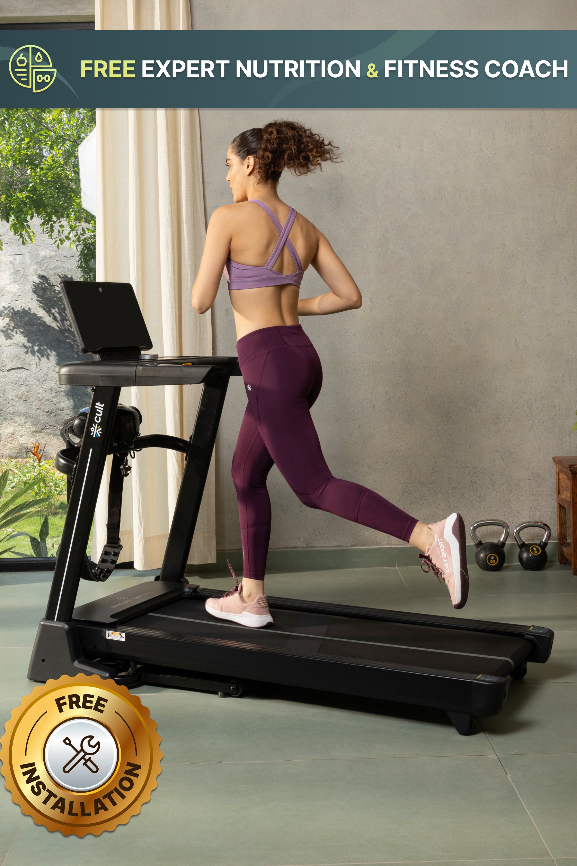 Cult SmartStrideActive BLDC Motor (5HP Peak) Treadmill with Massager | Max Weight: 130kg | 15 Level Auto Incline (with 6 Months extended warranty)