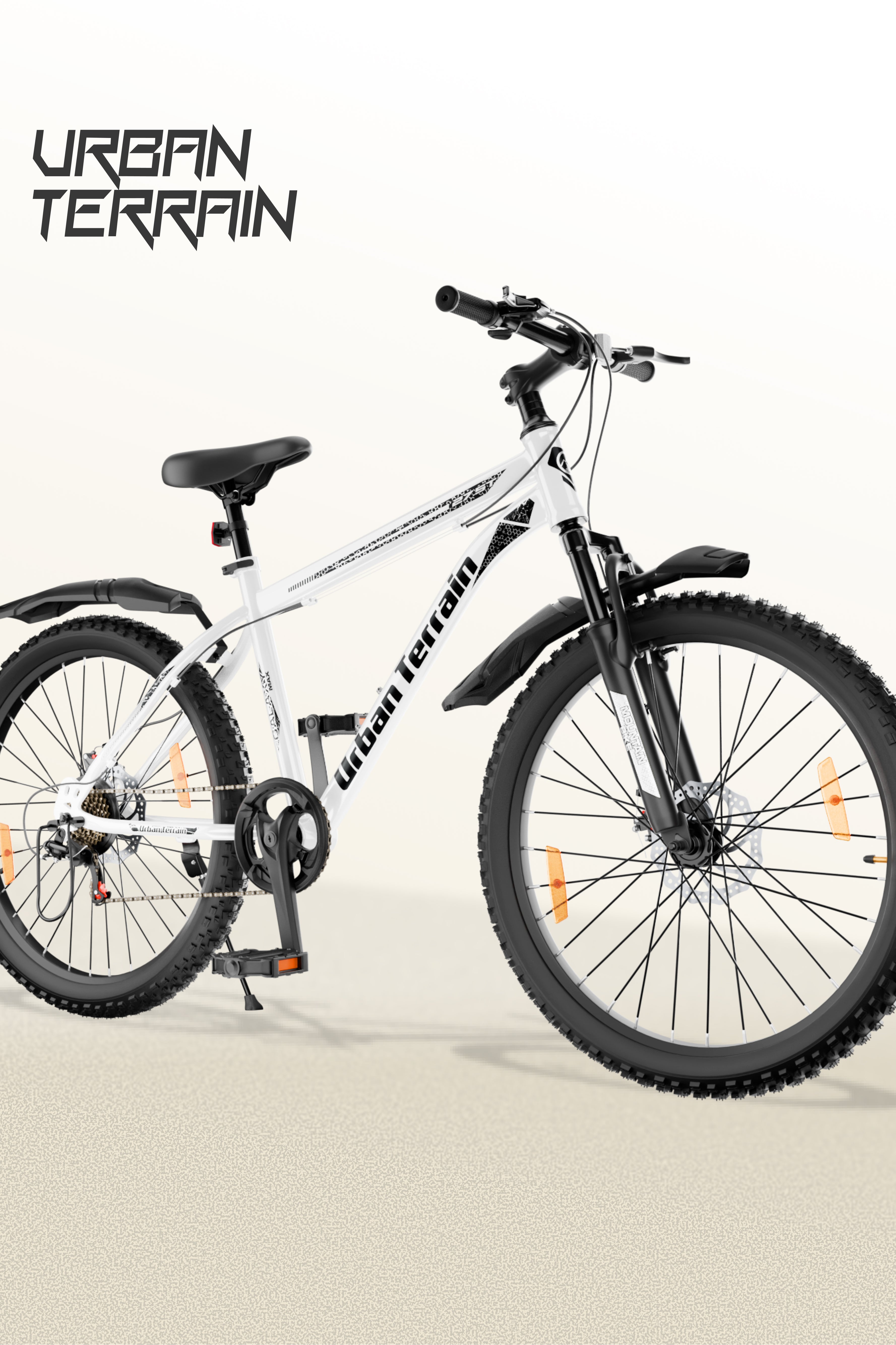 Galaxy Max Mountain Bike Steel 7 Speed Cycle 27.5 inch Tyre, White With Front Suspension, Single Wall Rim and Dual Disc Brakes Ideal For 5.2 ft to 6 ft