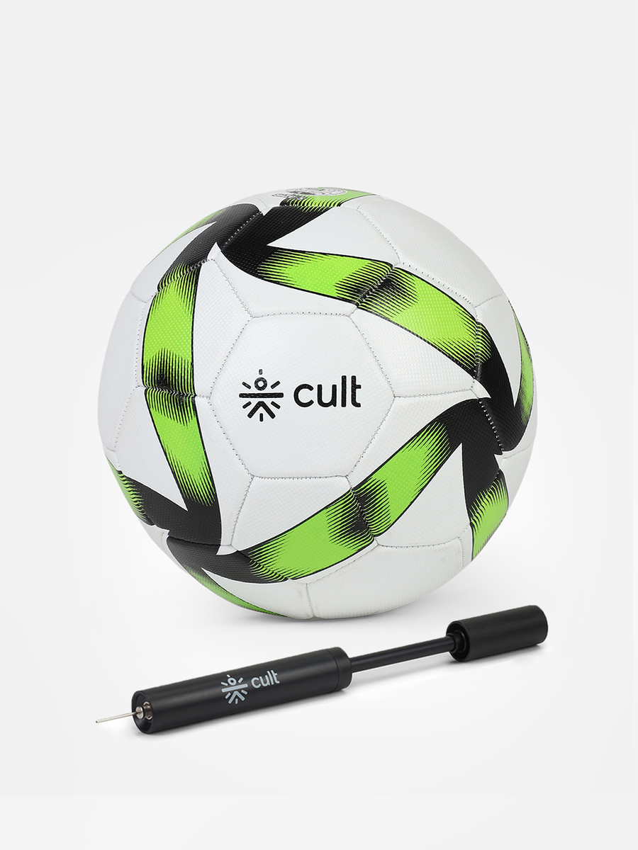 Buy Cult Football Combo – MS Xtreme Green 32P + Ball Pump Online