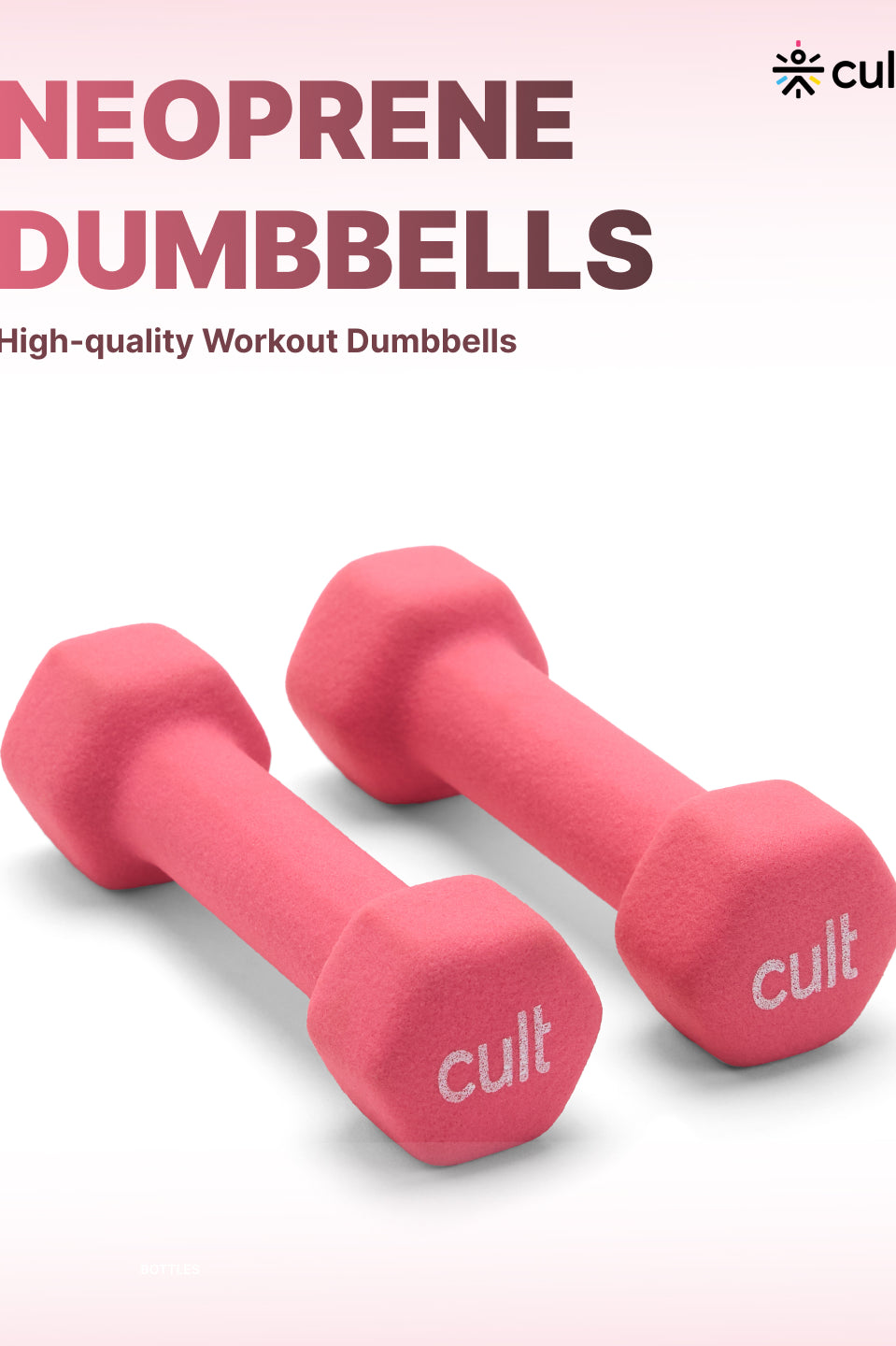 Cult 1KGx2 Neoprene Dumbbells For Home & Gym Exercises (Pink)