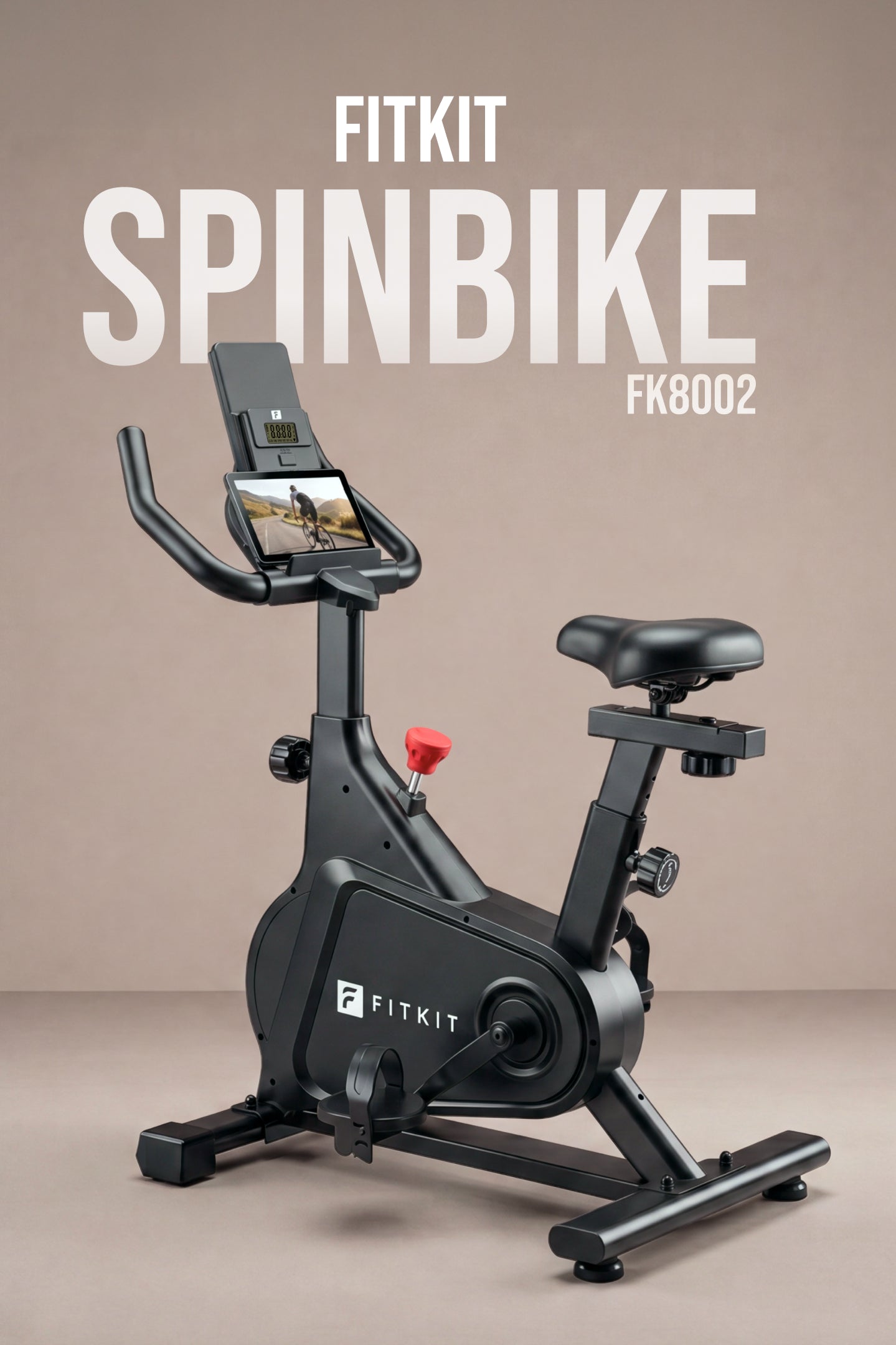 Fitkit by Cult FK8002 Spin Bike with 8Kg Flywheel, LCD display, Adjustable Brake Pad Resistance with Belt Drive System for Fitness at Home Workouts | Max Weight : 140 kg (Black)