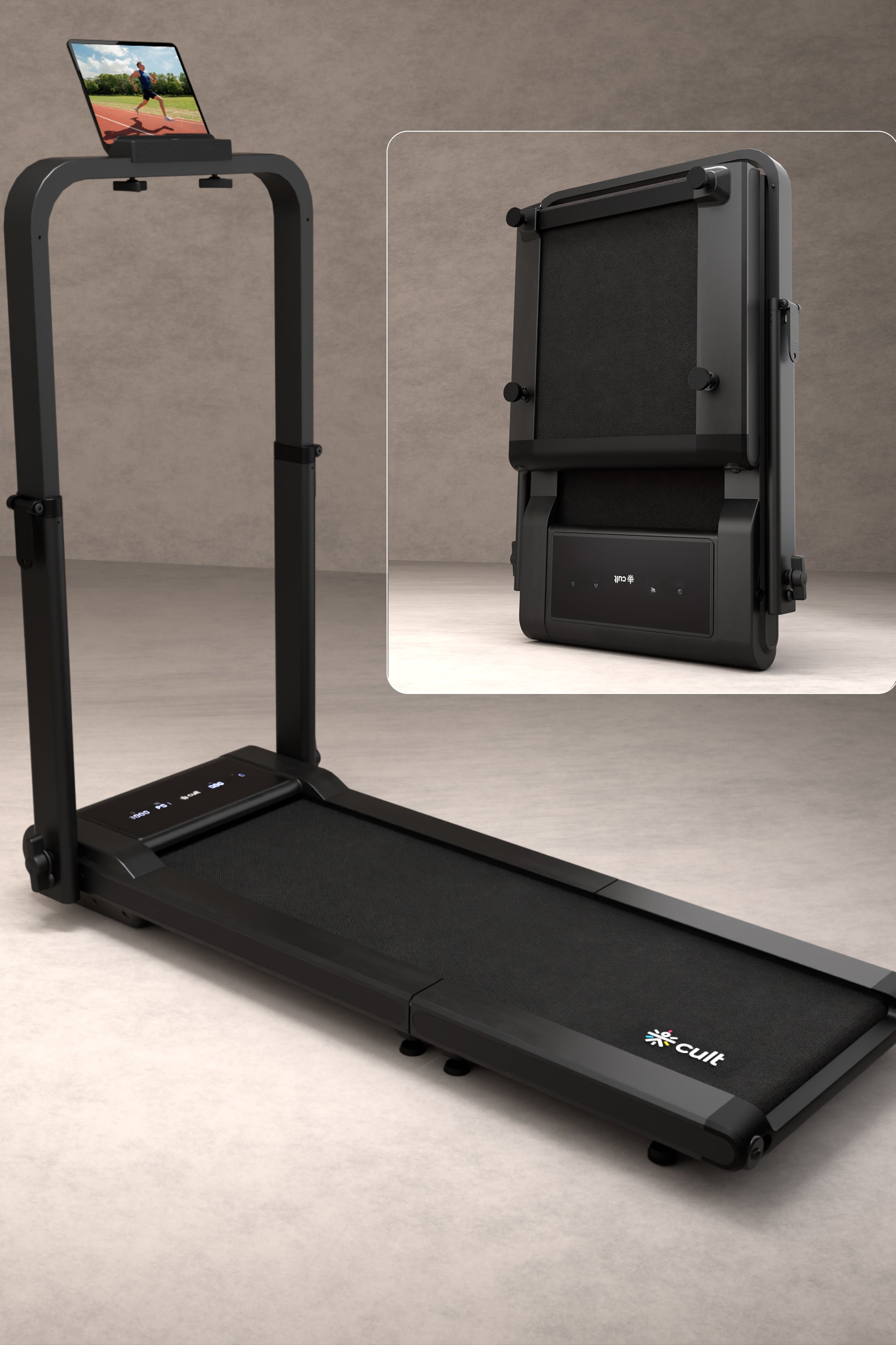 Cult Fold Plus Center-Folding Walking Pad with 5HP Motor with Easy Remote Control | Max User 130kg | Top Speed 6kmph | Running Deck 39.3 x 15.7 inches | Space Saving & Perfect for Home use Treadmill (with 6 Months Extended Warranty)