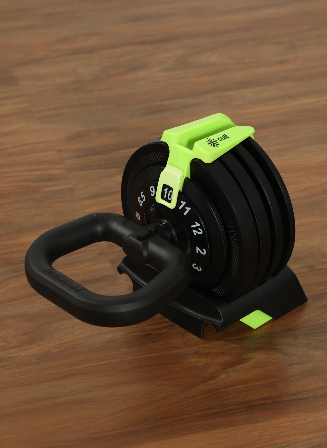 Cult 12Kg Adjustable Kettlebell | 12 Weight Options (2kg-12kg) | One-Hand 1-Second Dial | Compact & Durable Home Gym Kettlebell - Black