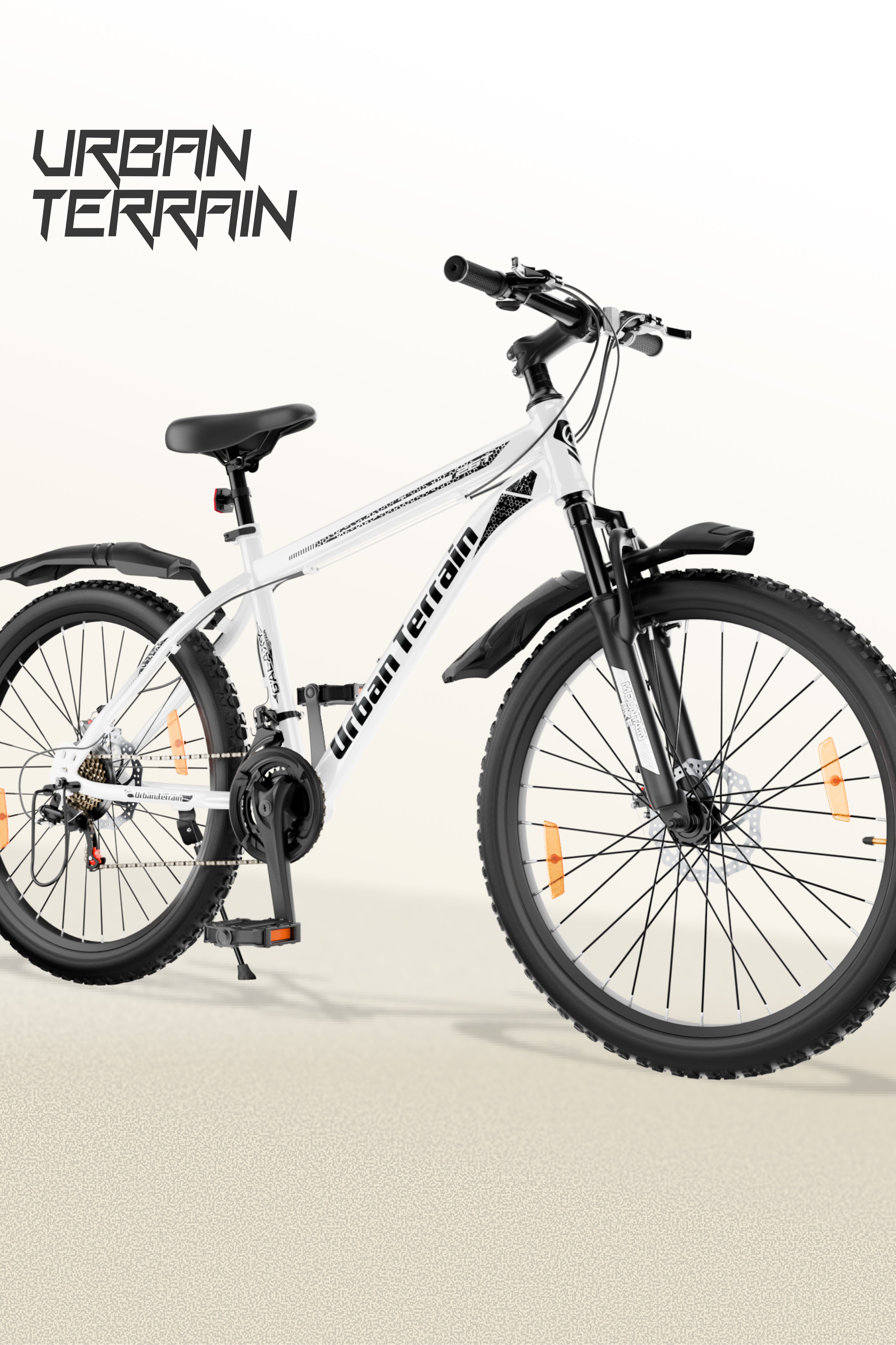 Galaxy Ultra Mountain Bike Steel 21 Speed Cycle 26 inch Tyre, White With Front Suspension, Single Wall Rim and Dual Disc Brakes Ideal For 5 ft to 5.7 ft