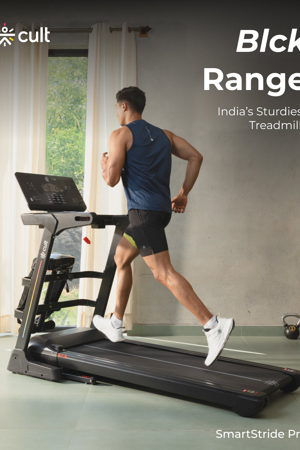 Cult SmartStridePro BLDC Motor (7HP Peak) Treadmill with Massager | Max Weight: 140kg | 18 Level Auto Incline (with 6 Months extended warranty)