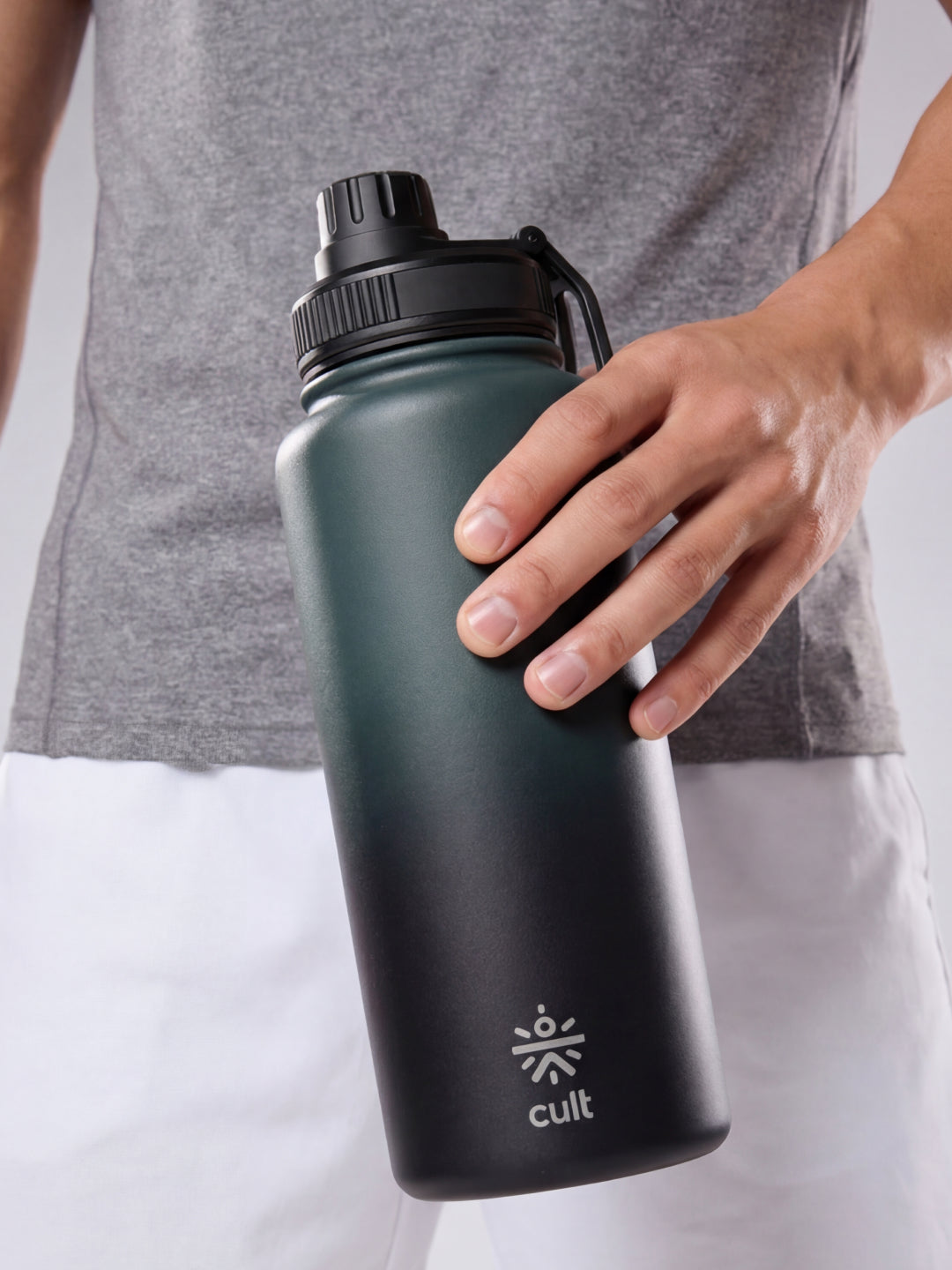 Cult 1L Bottle Steel with Sports Cap Dual Green
