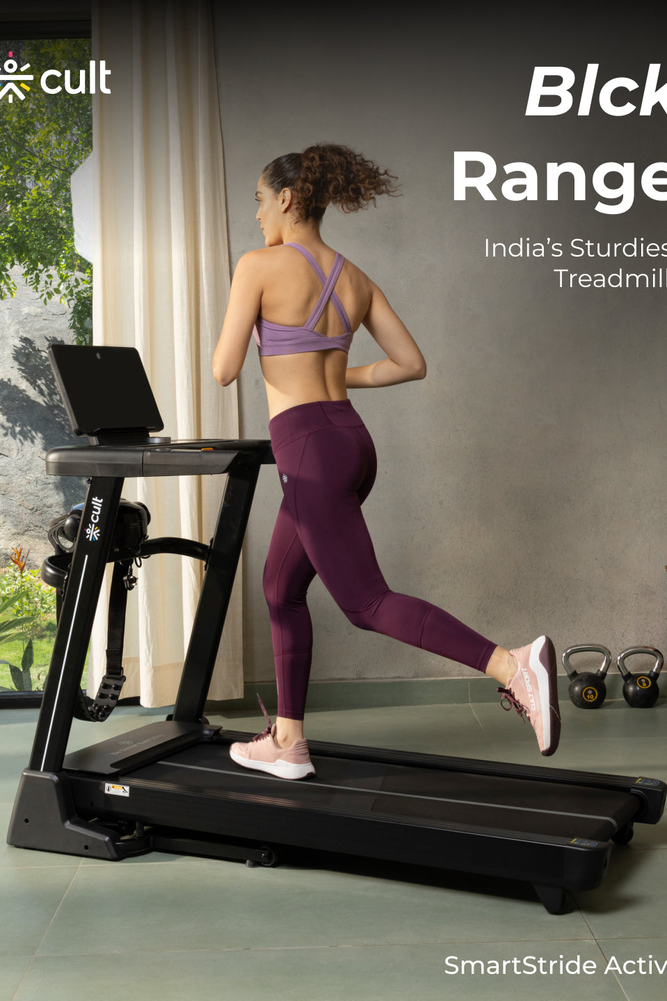 Cult SmartStrideActive BLDC Motor (5HP Peak) Treadmill with Massager | Max Weight: 130kg | 15 Level Auto Incline (with 6 Months extended warranty)