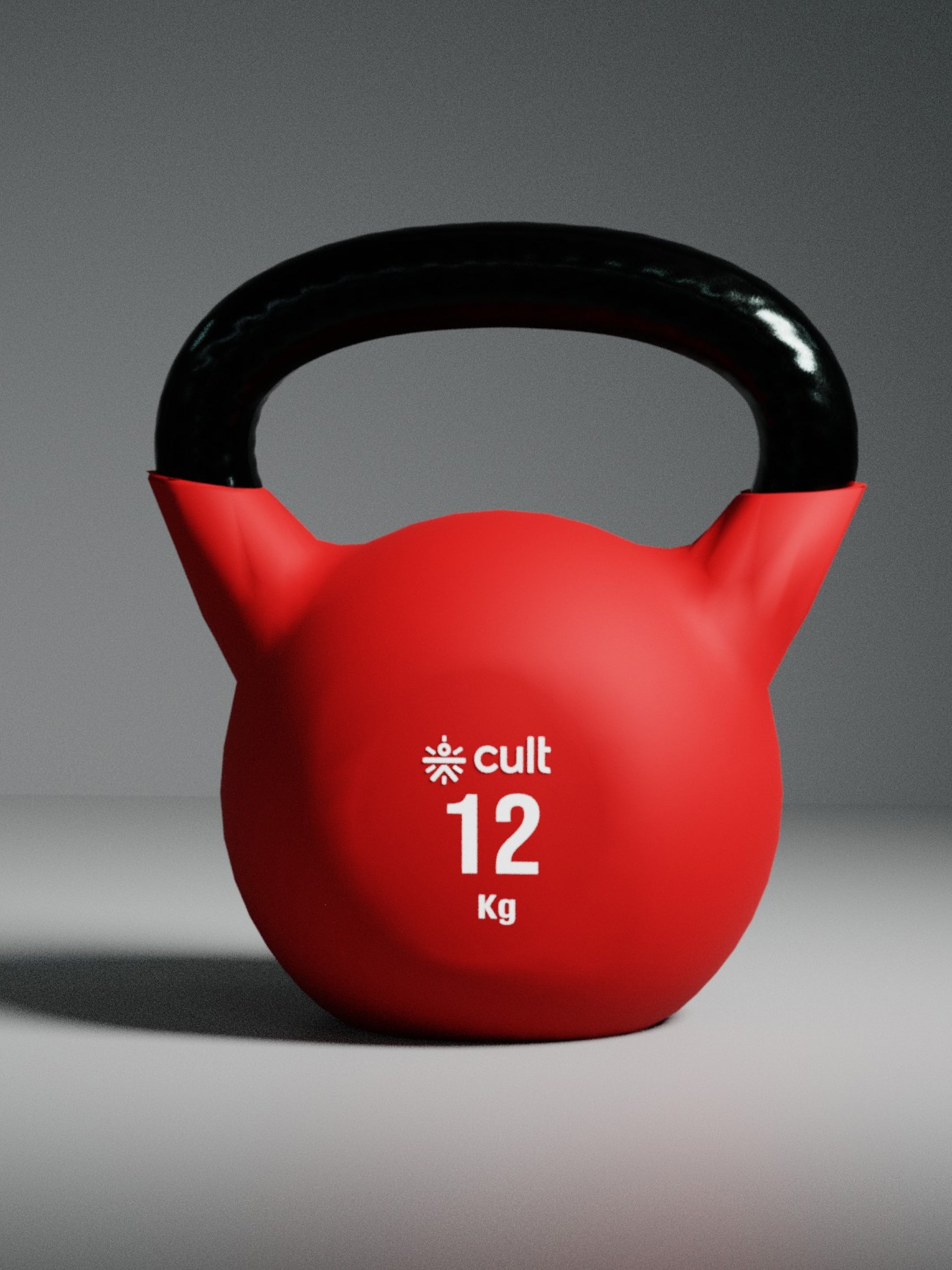 Cult 12kg Neoprene Anti-Slip Grip Colored Kettlebell for Home Workout - Red