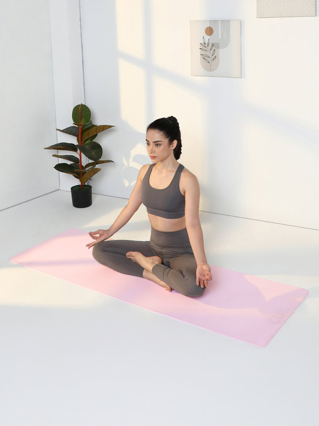 Cult Yoga Mat 4mm EVA with Carry Strap Lightweight, Non-Slip, Cushioned & Sweat-Resistant Exercise Mat Eco-Friendly Workout Mat for Yoga, Pilates, Meditation & Home Gym Pink