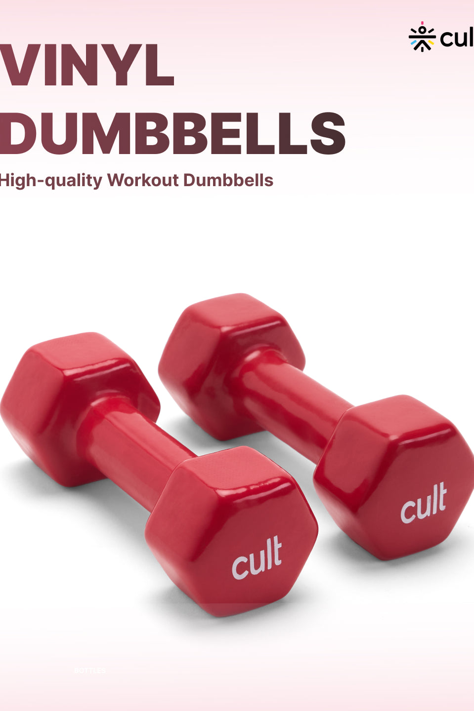 Cult 2KGx2 Vinyl Dumbbells For Home & Gym Exercises (Red)