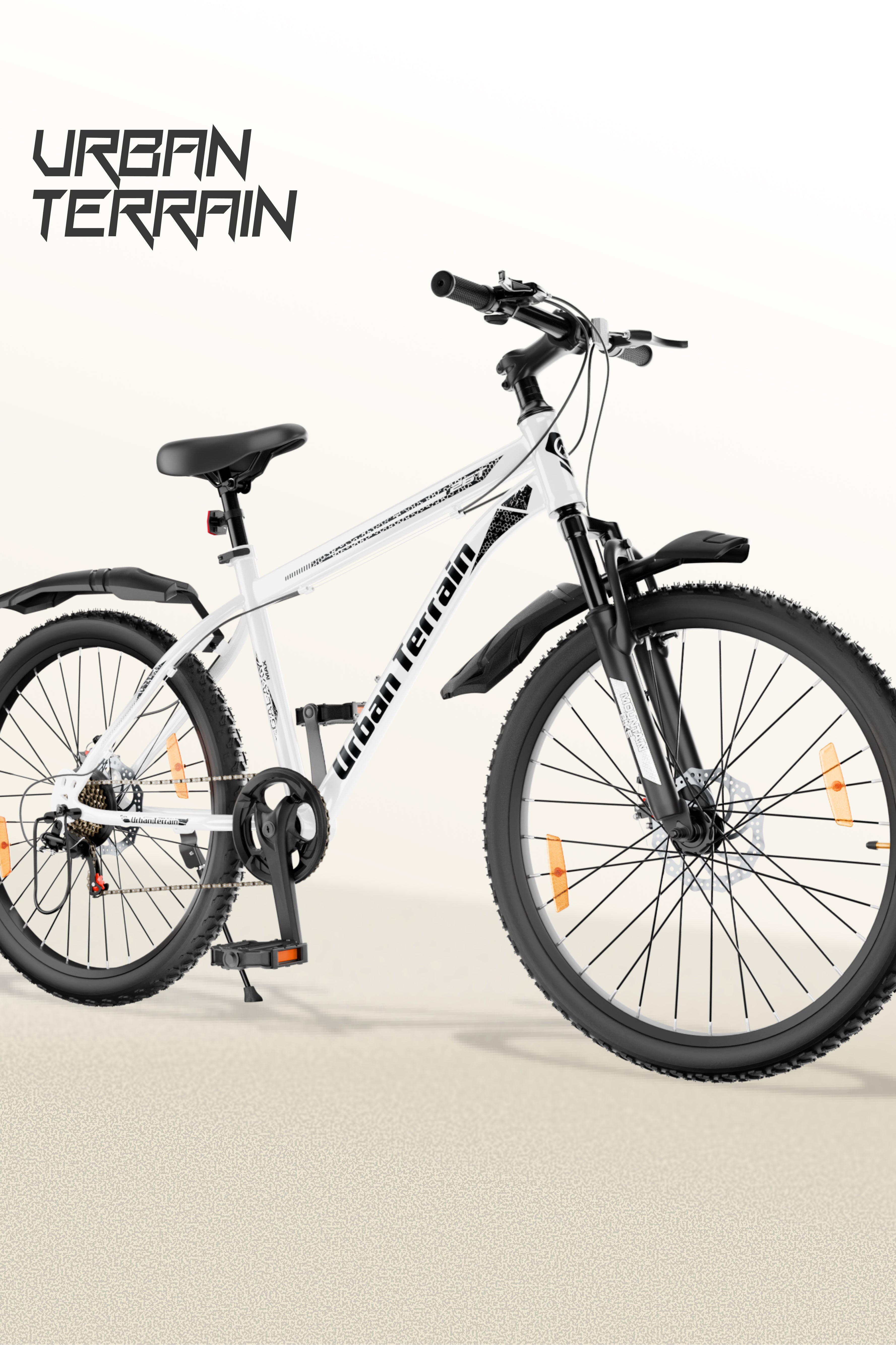 Galaxy Max Mountain Bike Steel 7 Speed Cycle 26 inch Tyre, White With Front Suspension, Single Wall Rim and Dual Disc Brakes Ideal For 5 ft to 5.7 ft