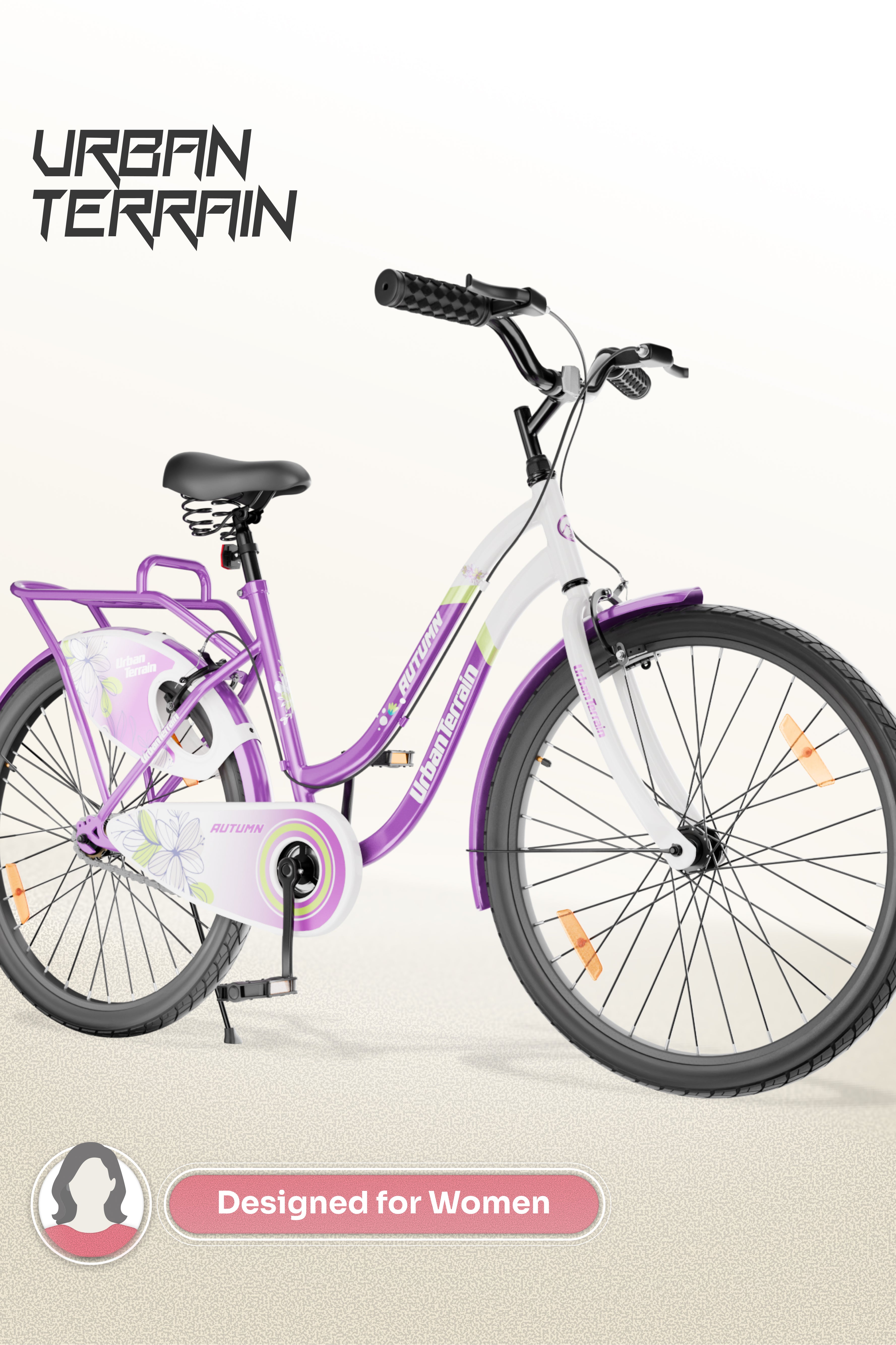 Autumn Women Cycle Steel 26 inch Tyre Single Speed With Single Wall Rim, Caliper Brakes and Rigid Fork, Voilet