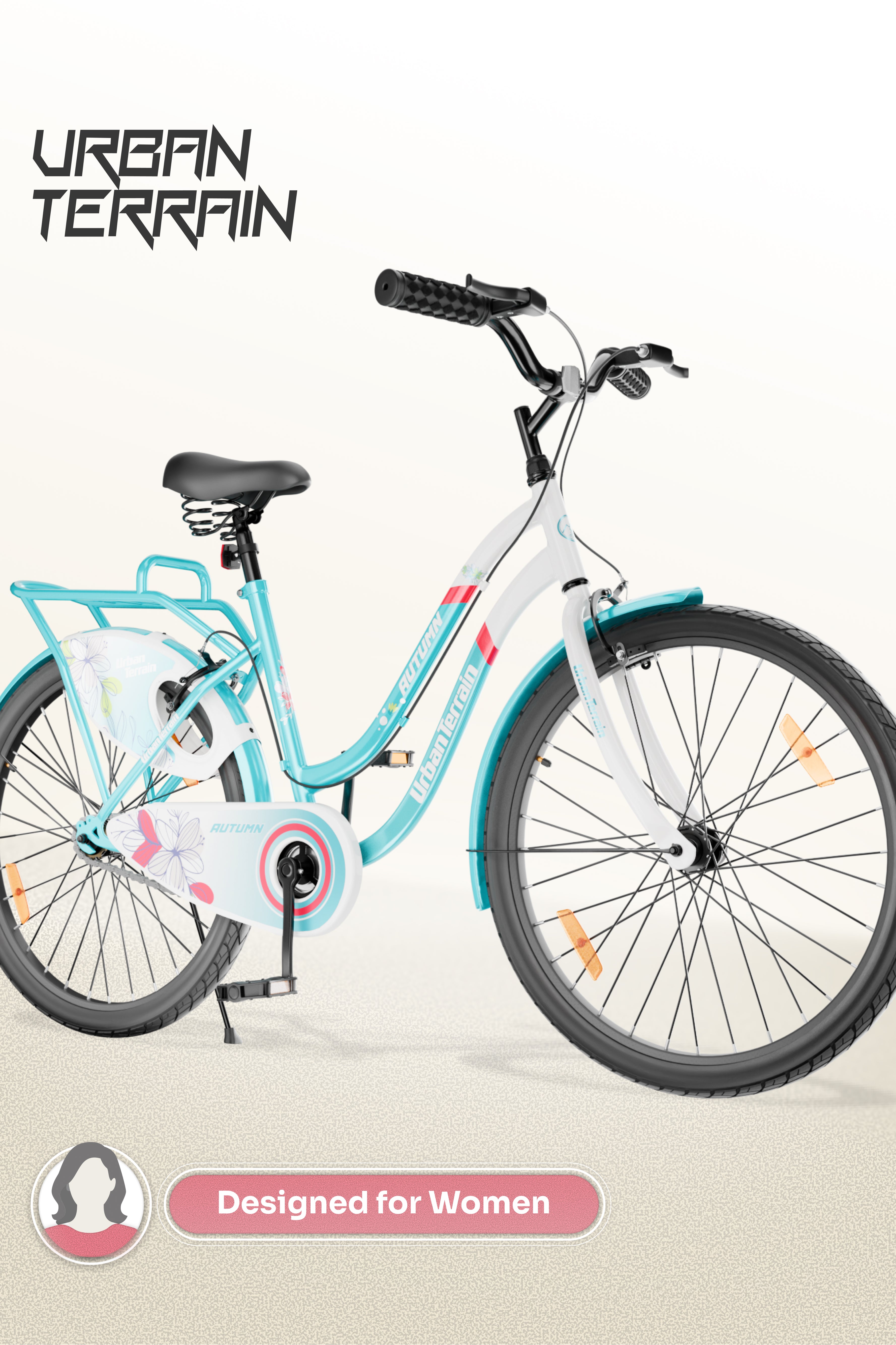Autumn Women Cycle Steel 26 inch Tyre Single Speed With Single Wall Rim, Caliper Brakes and Rigid Fork, Blue