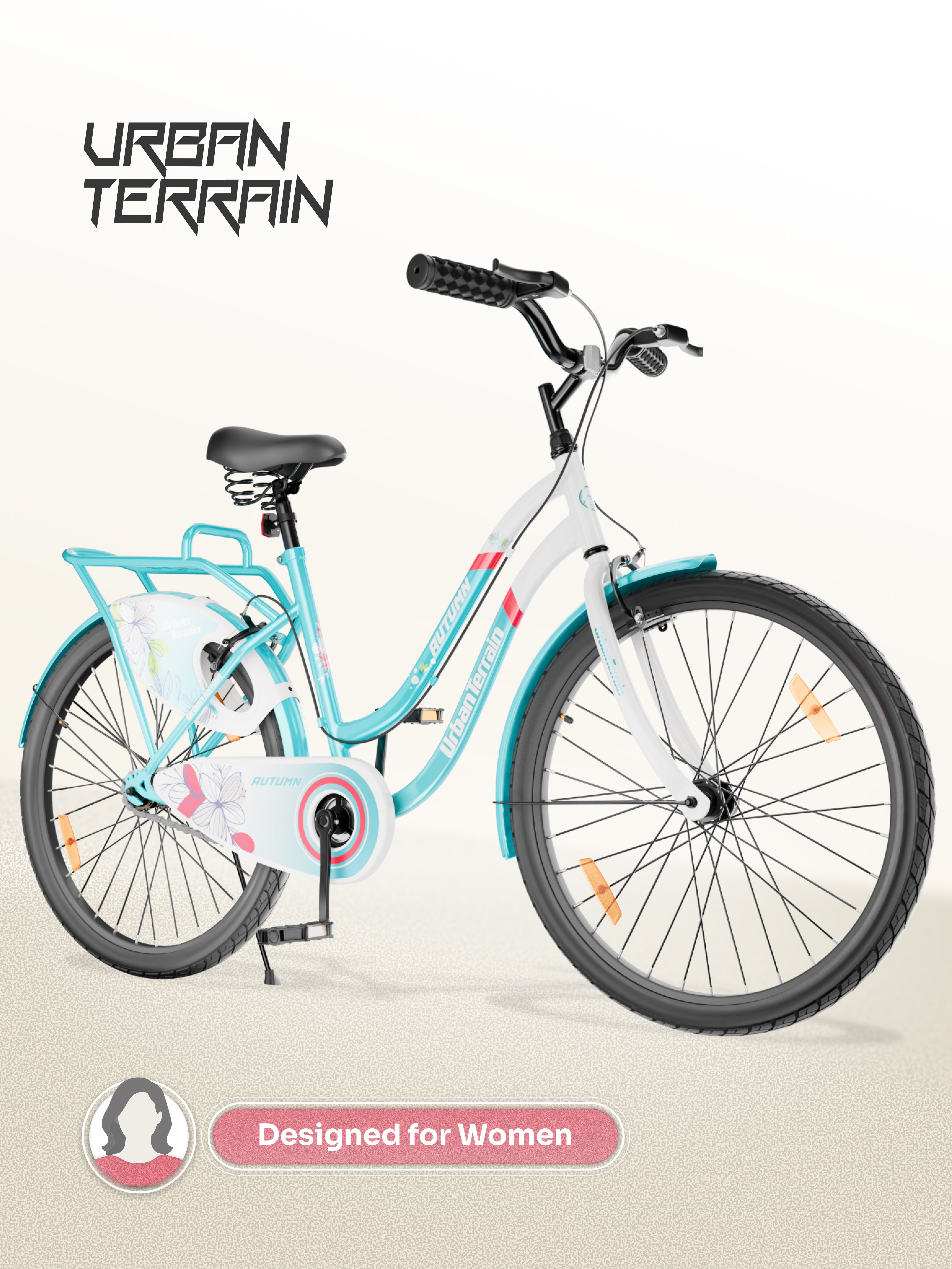 Autumn Women Cycle Steel 26 inch Tyre Single Speed With Single Wall Rim, Caliper Brakes and Rigid Fork, Blue