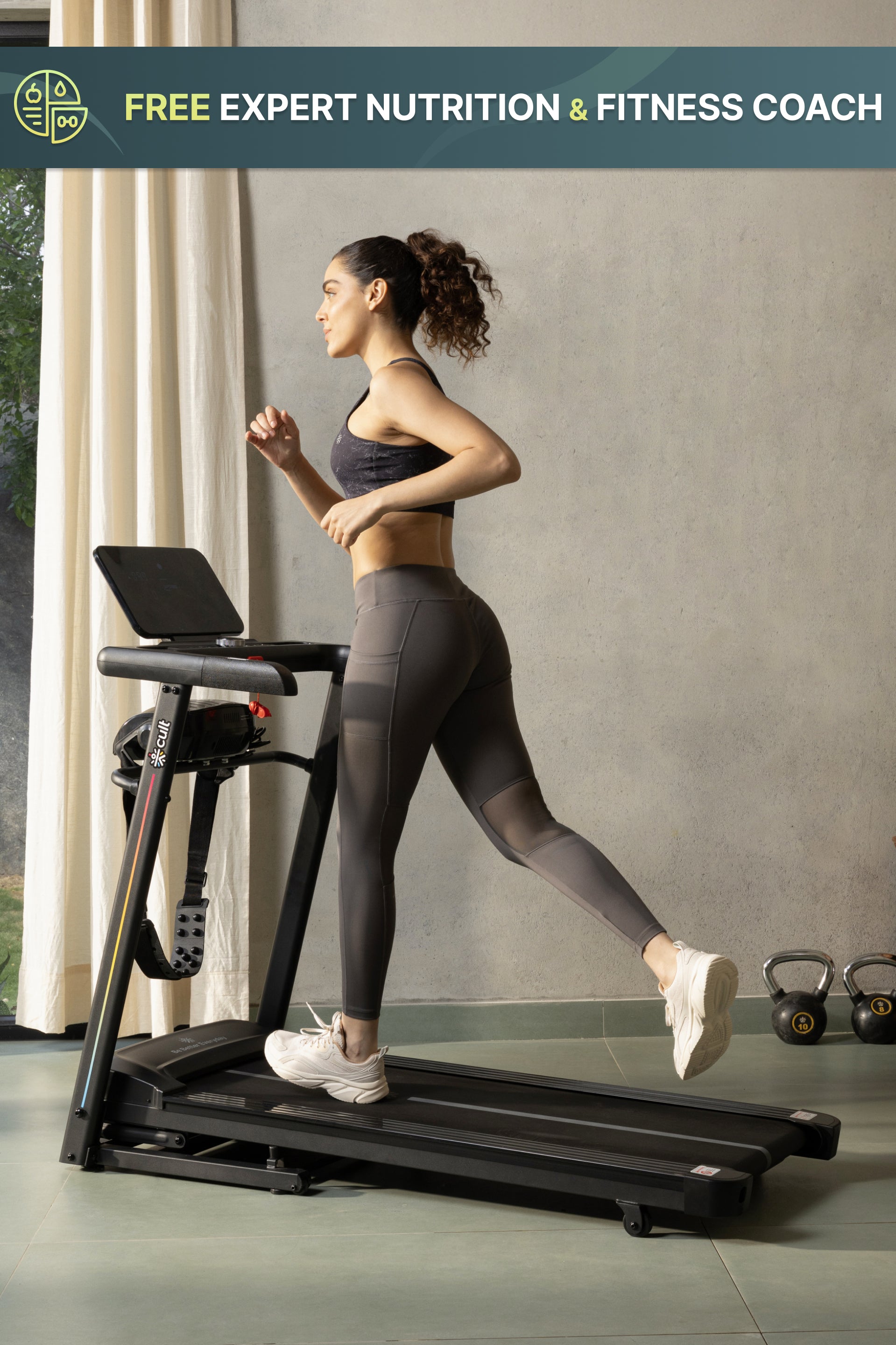 Cult SmartStrideCorePlus BLDC Motor (4HP Peak) Treadmill with Massager | Max Weight: 120kg | 15 Level Auto Incline (with 6 months extended warranty)