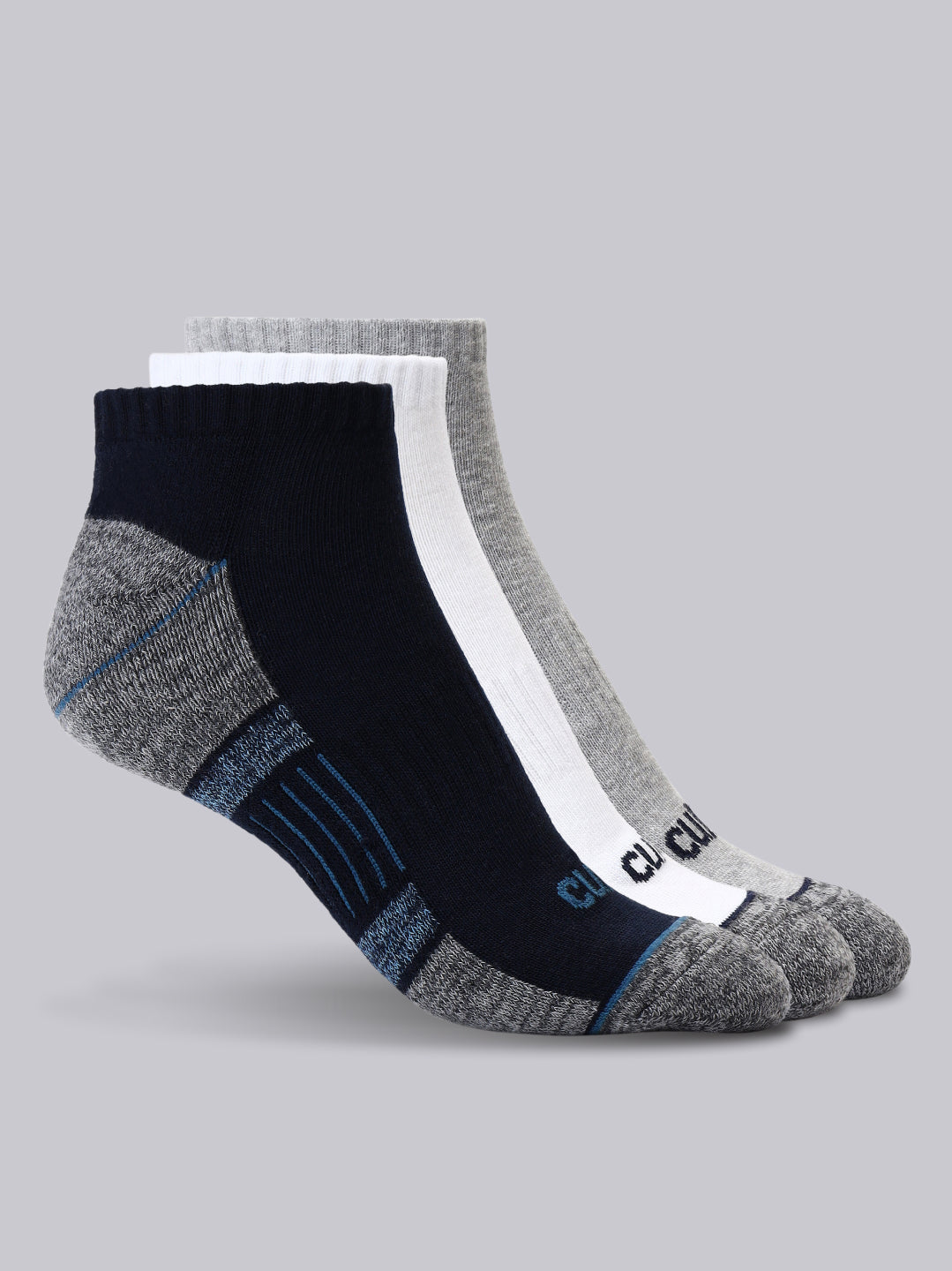 Sports Low Ankle Pack of 3 Black,White & Grey Men's Cotton Socks