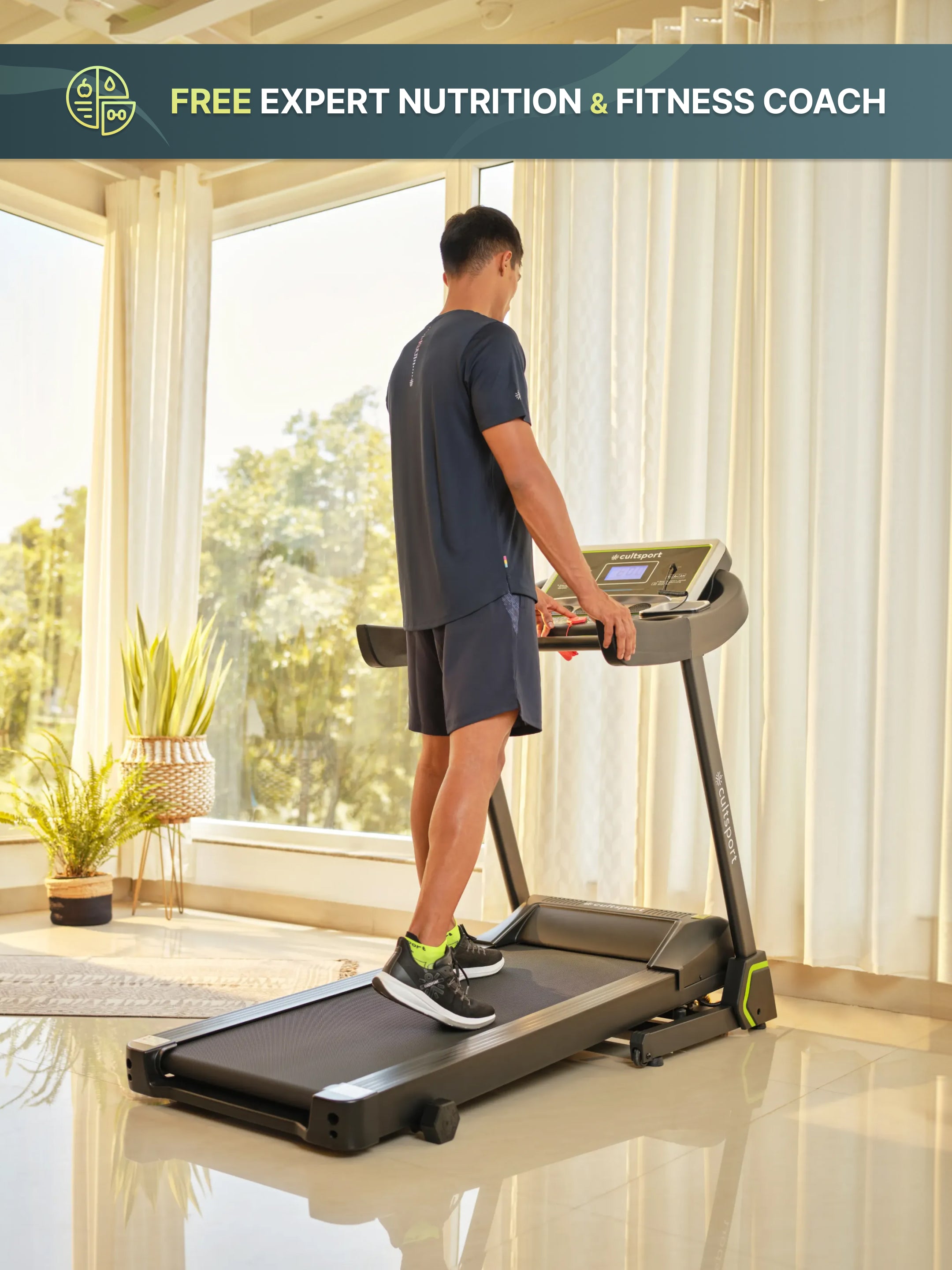 SmartrunC1 3HP Treadmill with 6-level Manual Incline | Max Speed-14kmph | Max Weight-110kg (with 6 Months Extended Warranty)