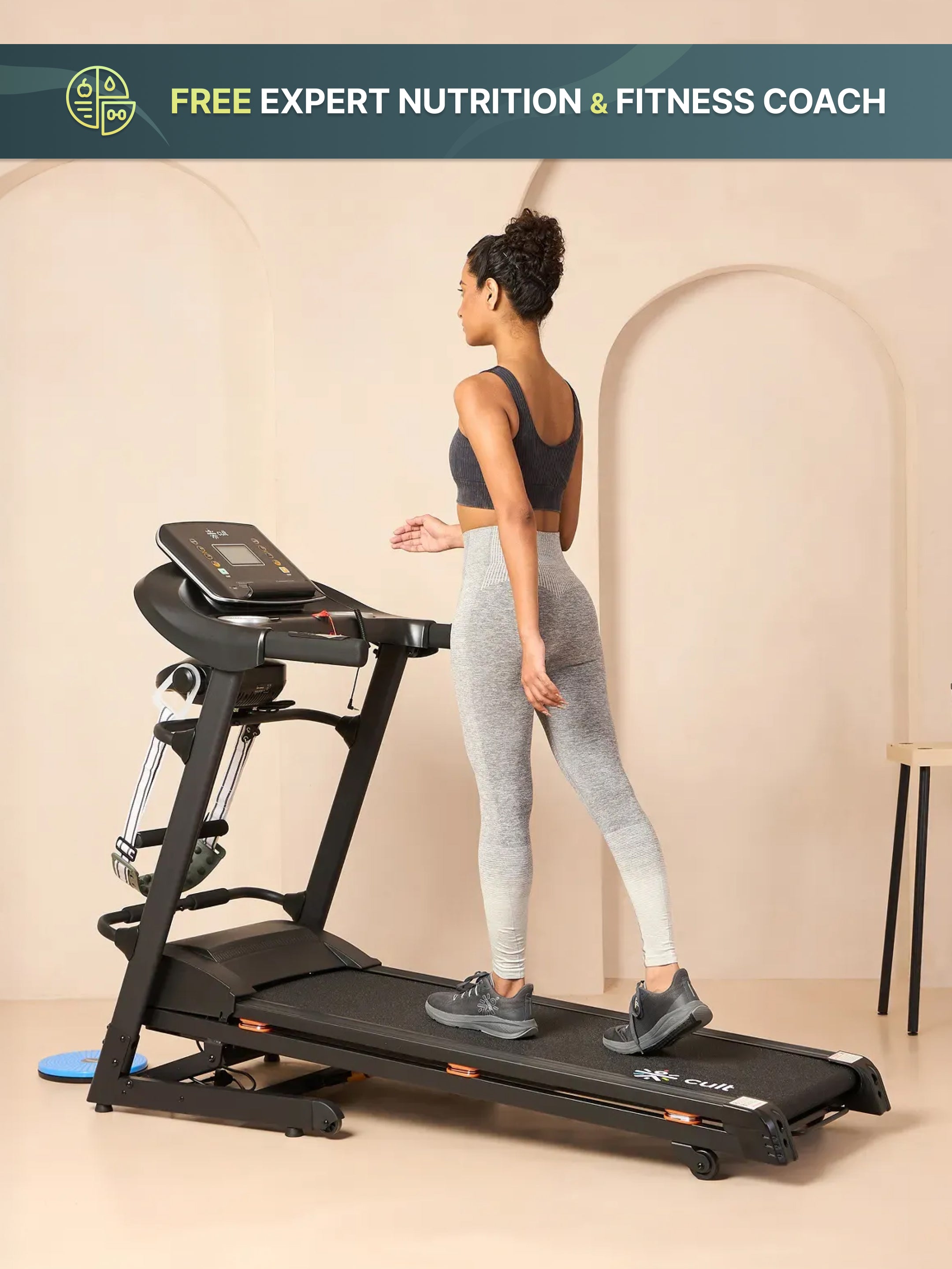 Cultrun 5 HP Peak Treadmill | 15-level Auto-Incline & Massager | Max Weight-120kg | Max Speed-14.8kmph (with 6 Months Extended Warranty)