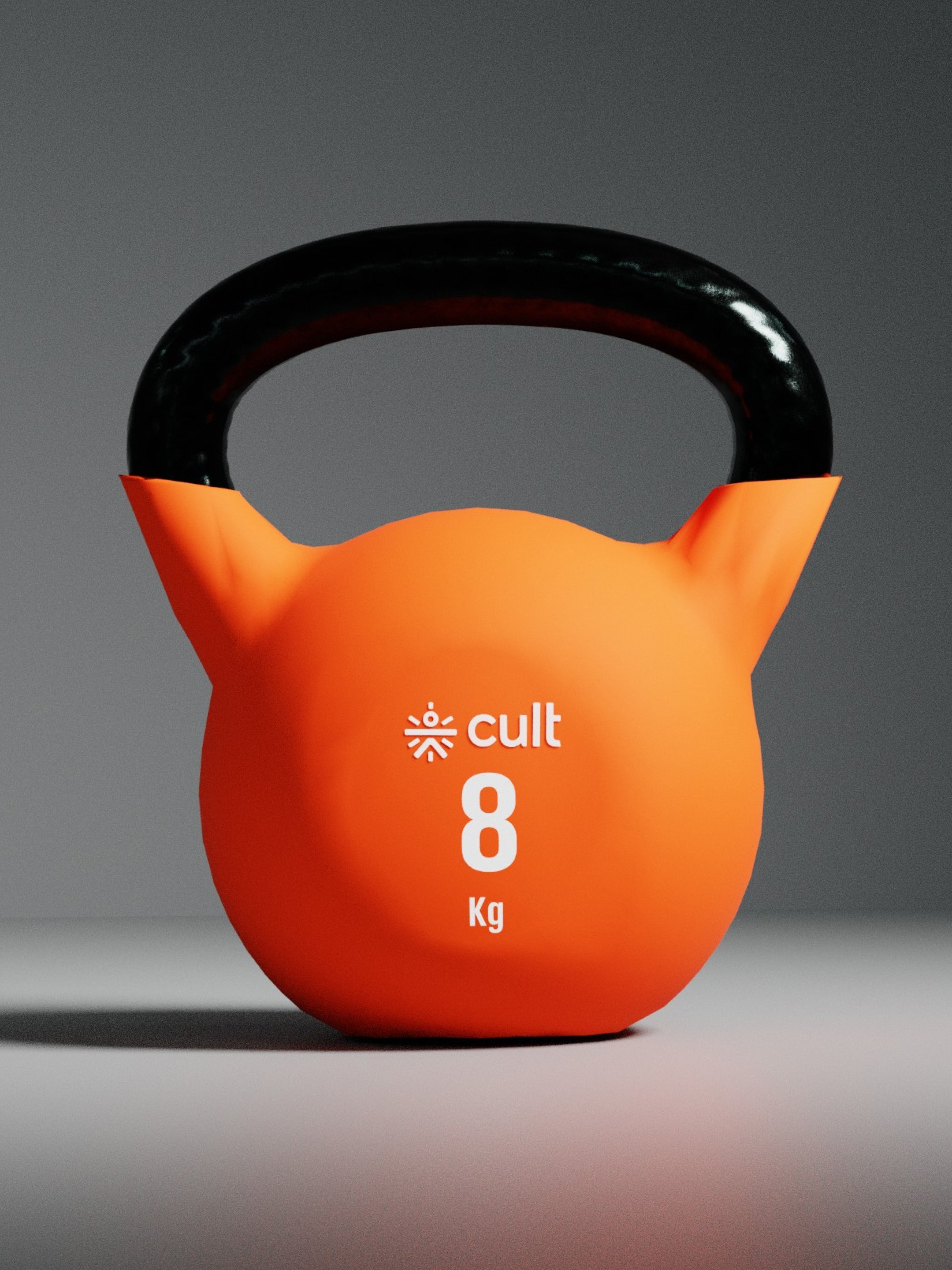 Cult 8kg Neoprene Anti-Slip Grip Colored Kettlebell for Home Workout - Orange