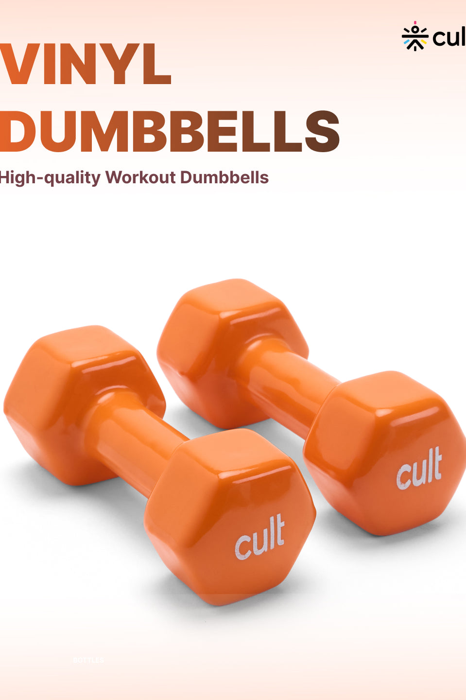 Cult 3KGx2 Vinyl Dumbbells For Home & Gym Exercises (Orange)