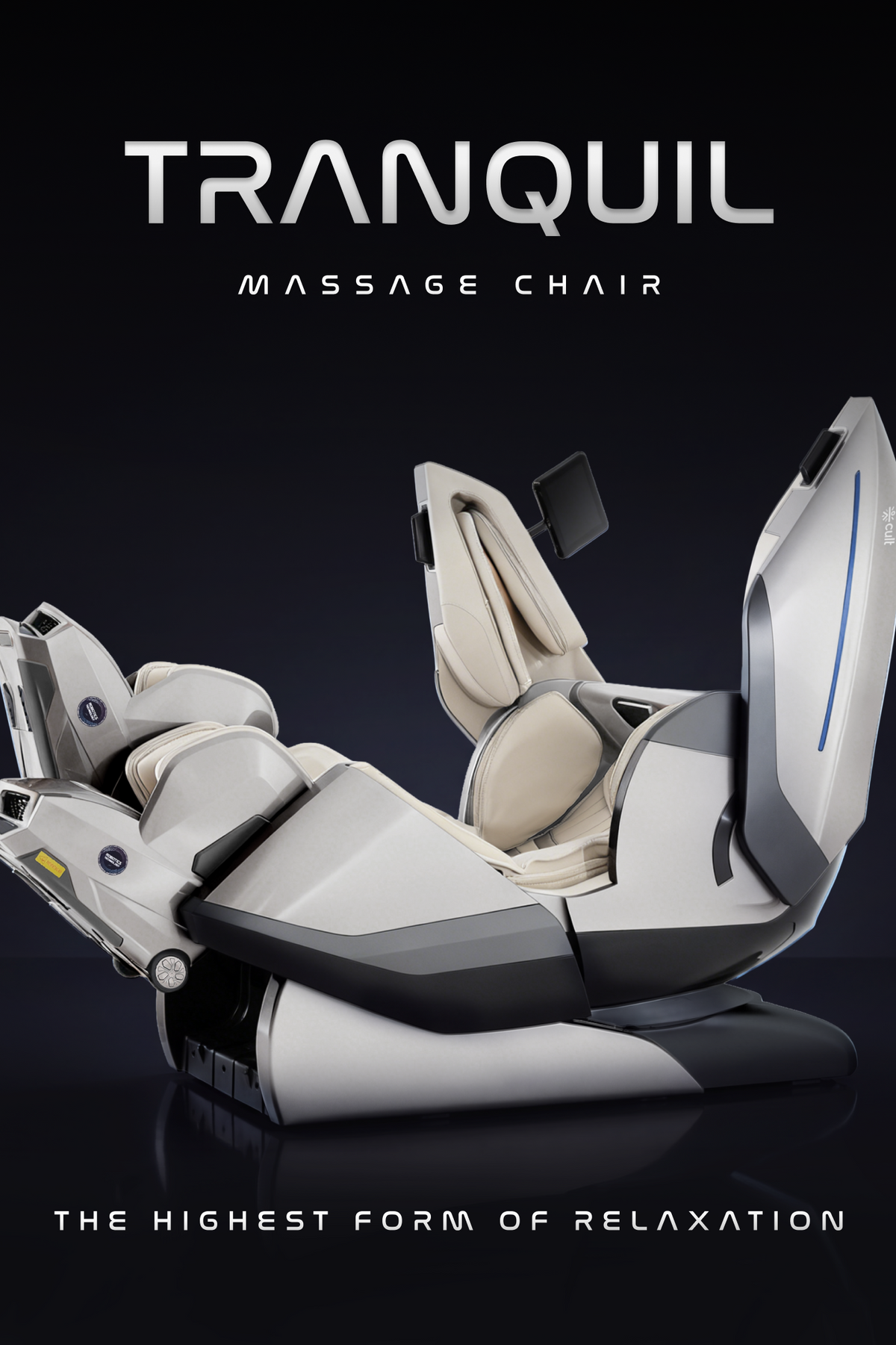 Cult Tranquil Massage Chair | Adaptive AI Body Detection | Zero Gravity Recline & Thai Stretch | Movable Armrest with Rovo Walking Technology | HD Touch Display | 3D + 4D Full Body Massage Chair