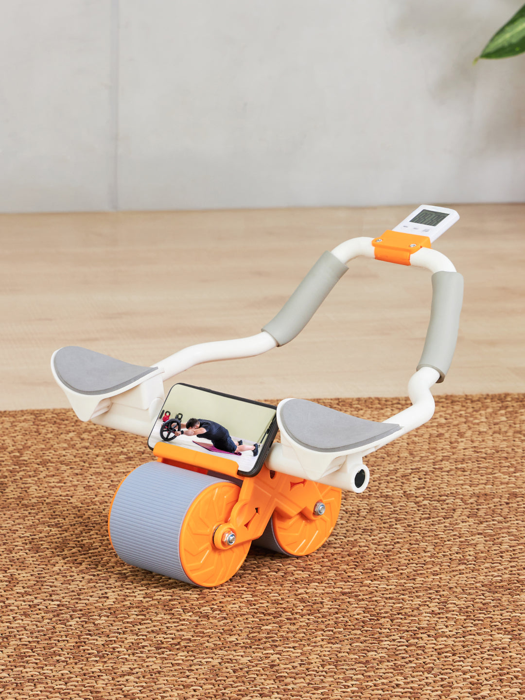 Ab Roller for Men & Women, with Elbow Support, Timer , Mobile Holder