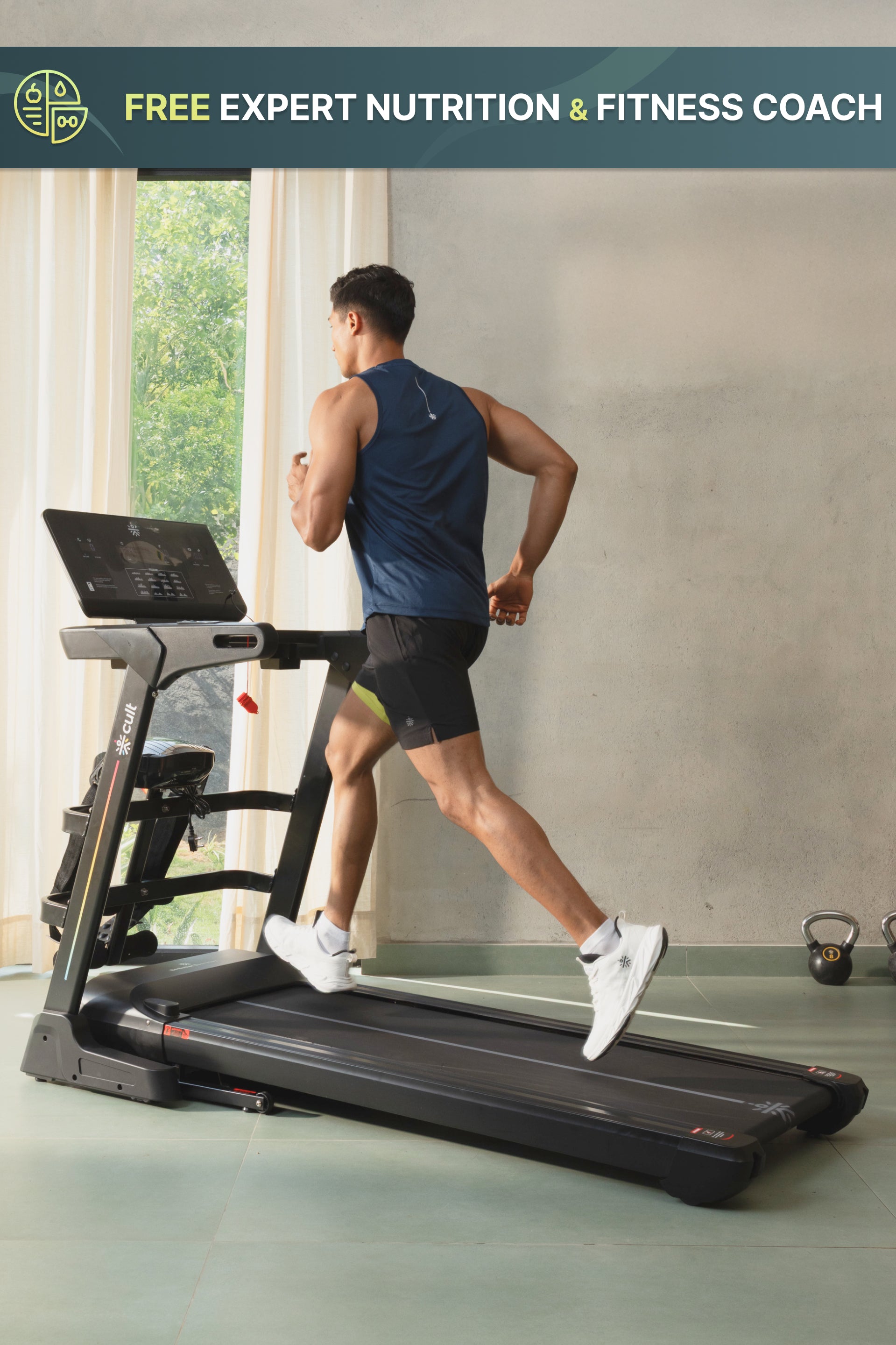 Cult SmartStridePro BLDC Motor (7HP Peak) Treadmill with Massager | Max Weight: 140kg | 18 Level Auto Incline (with 6 Months extended warranty)