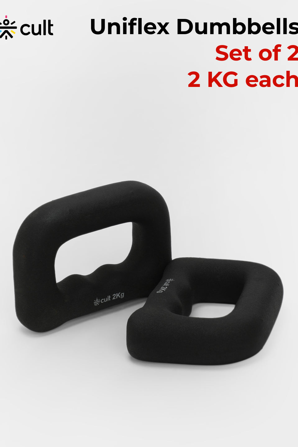 Cult UniFlex 2Kg x 2 Neoprene Hand Dumbbells | Anti-Slip Weights for Aerobics & Home Workouts