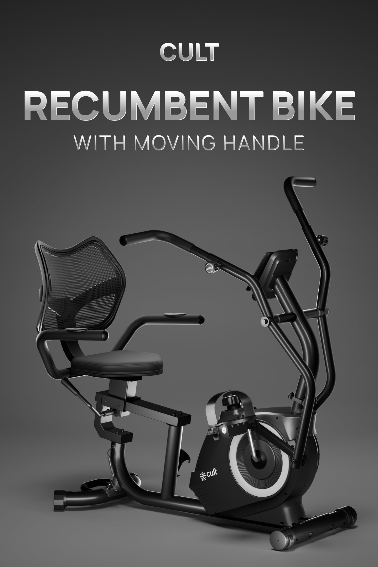 Cult Recumbent Exercise Bike | 16-Level Magnetic Resistance | Moving Handlebars | Adjustable Seat | LCD Display | Heart Rate Sensors | 130 kg Capacity | Self-Powered Exercise Cycle for Home