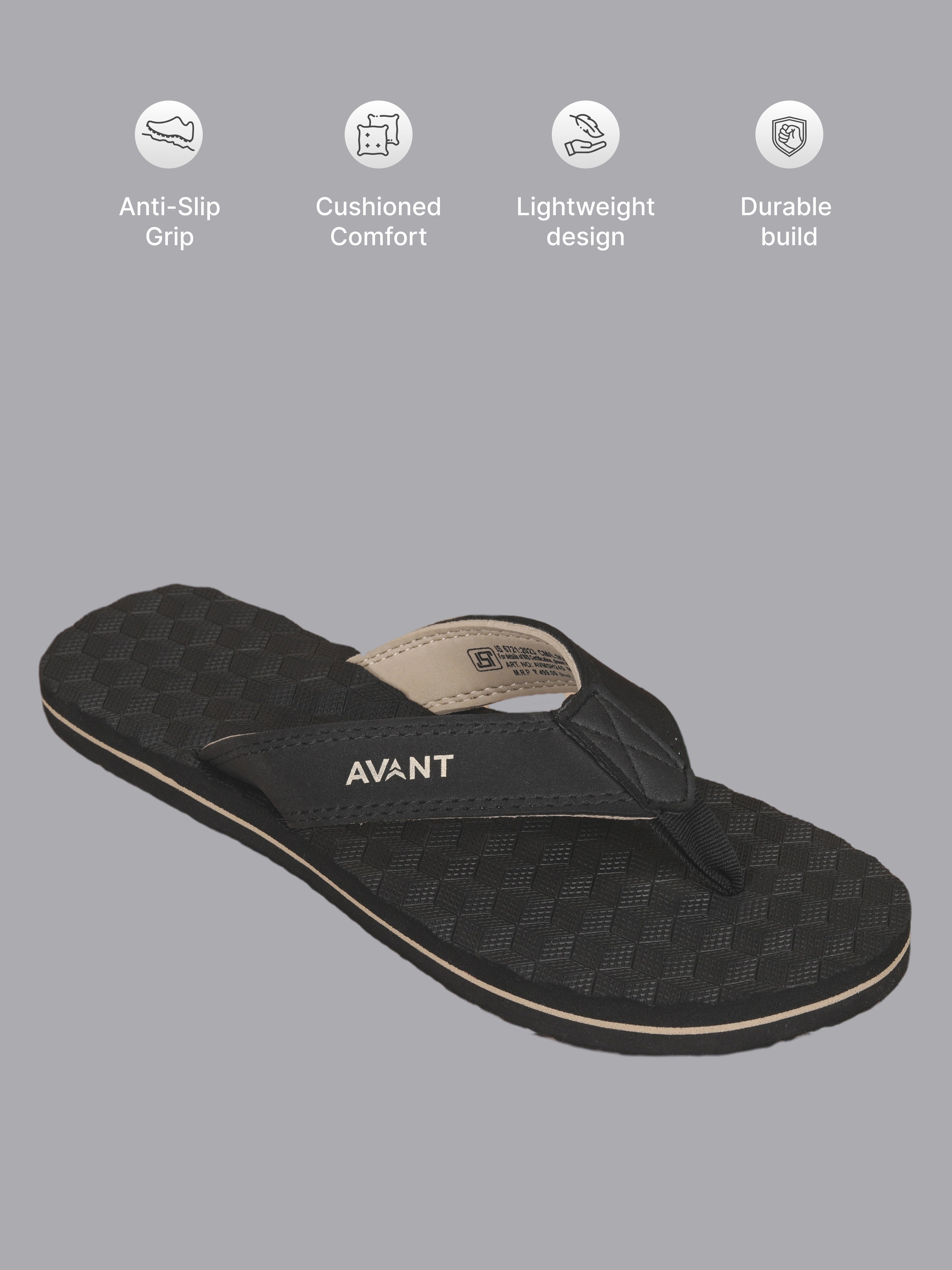Avant Men's Cube Flip Flops - Black