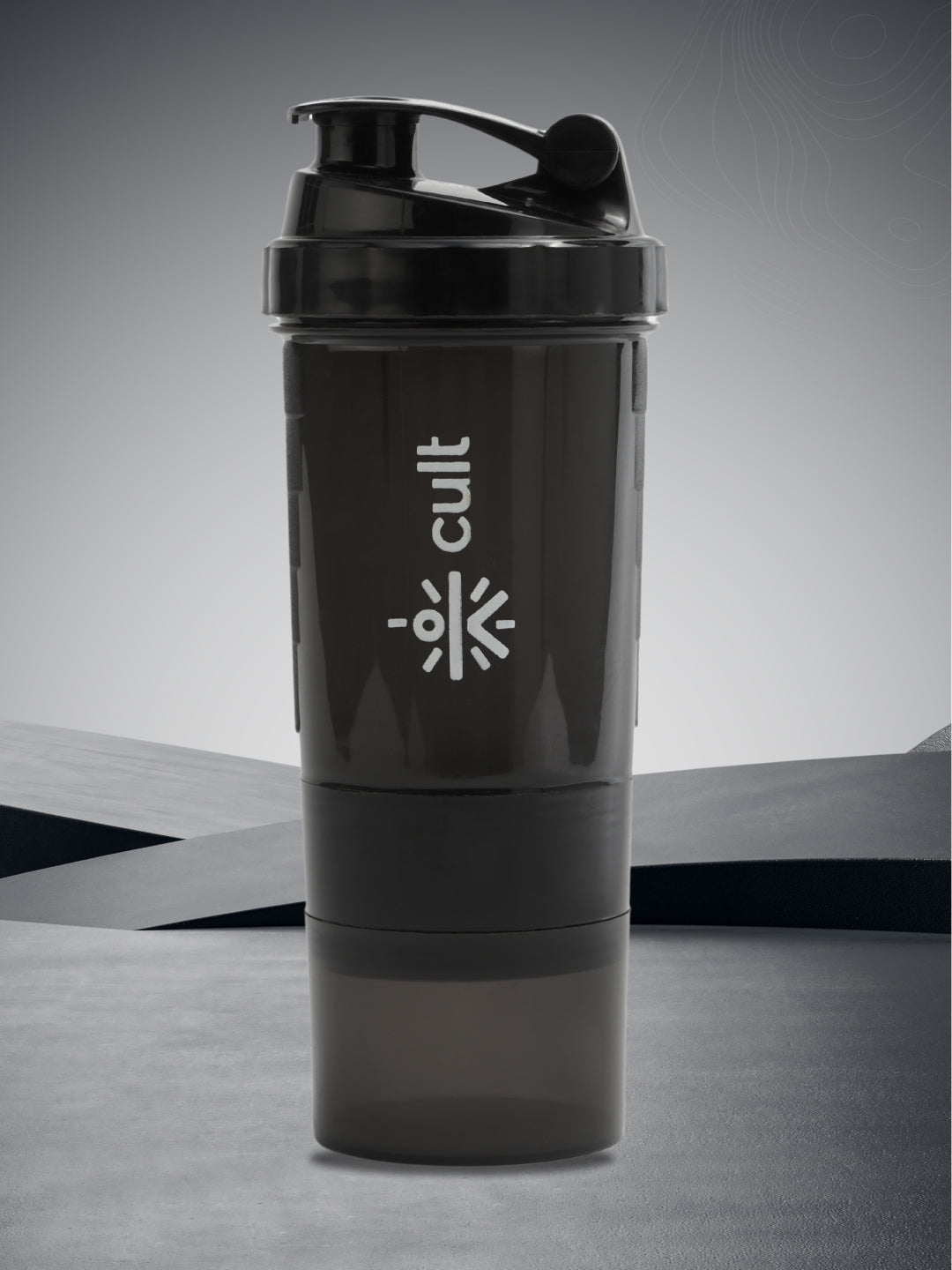 cult Gym Spider Shaker Bottle 550ml Shaker for Protein Shake 2 Storage Compartment Gym Protein Shaker For Workout Shaker Bottle For Men & Women Black