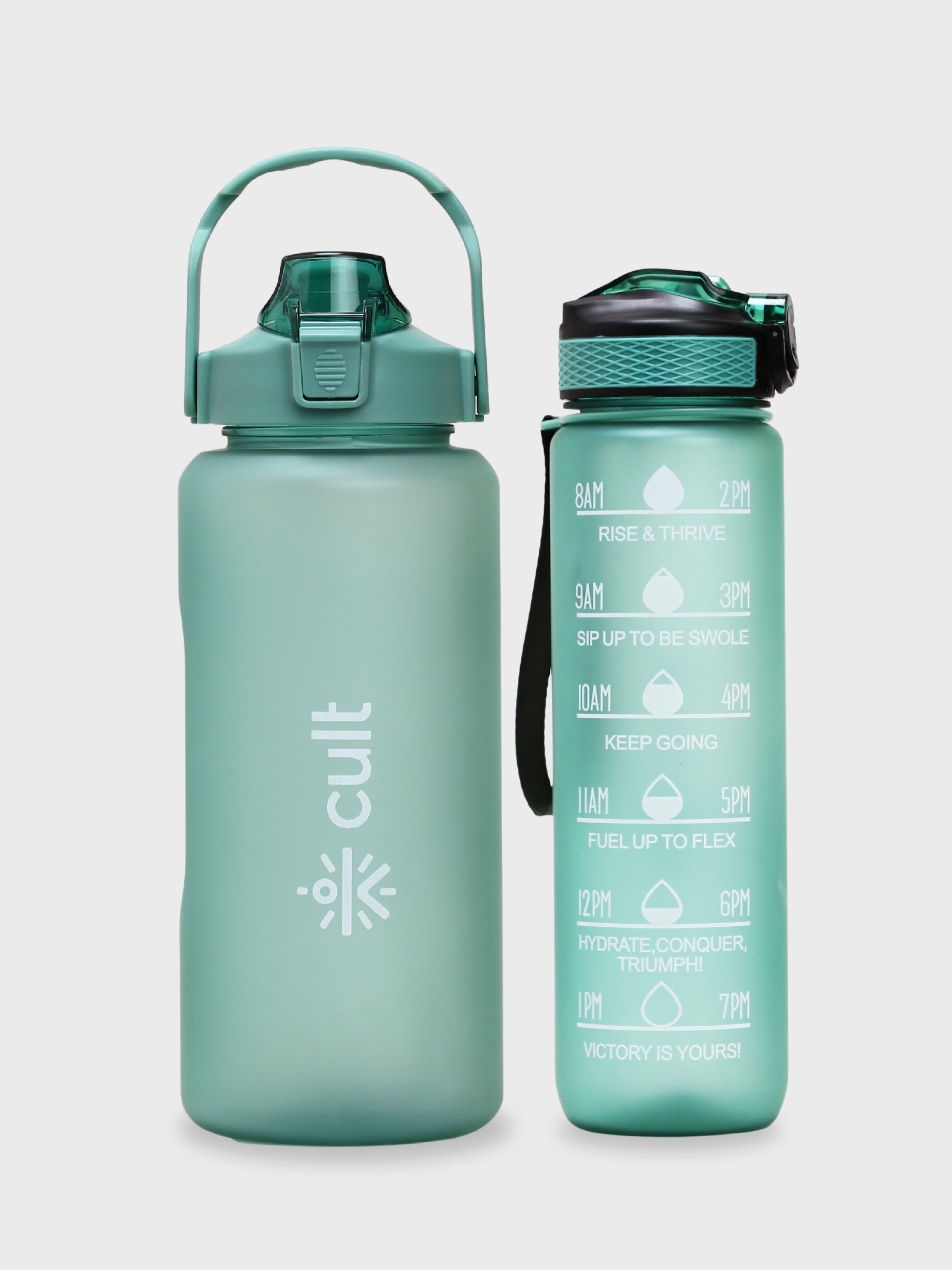 Motivational Bottle Set of 1L and 2L Green