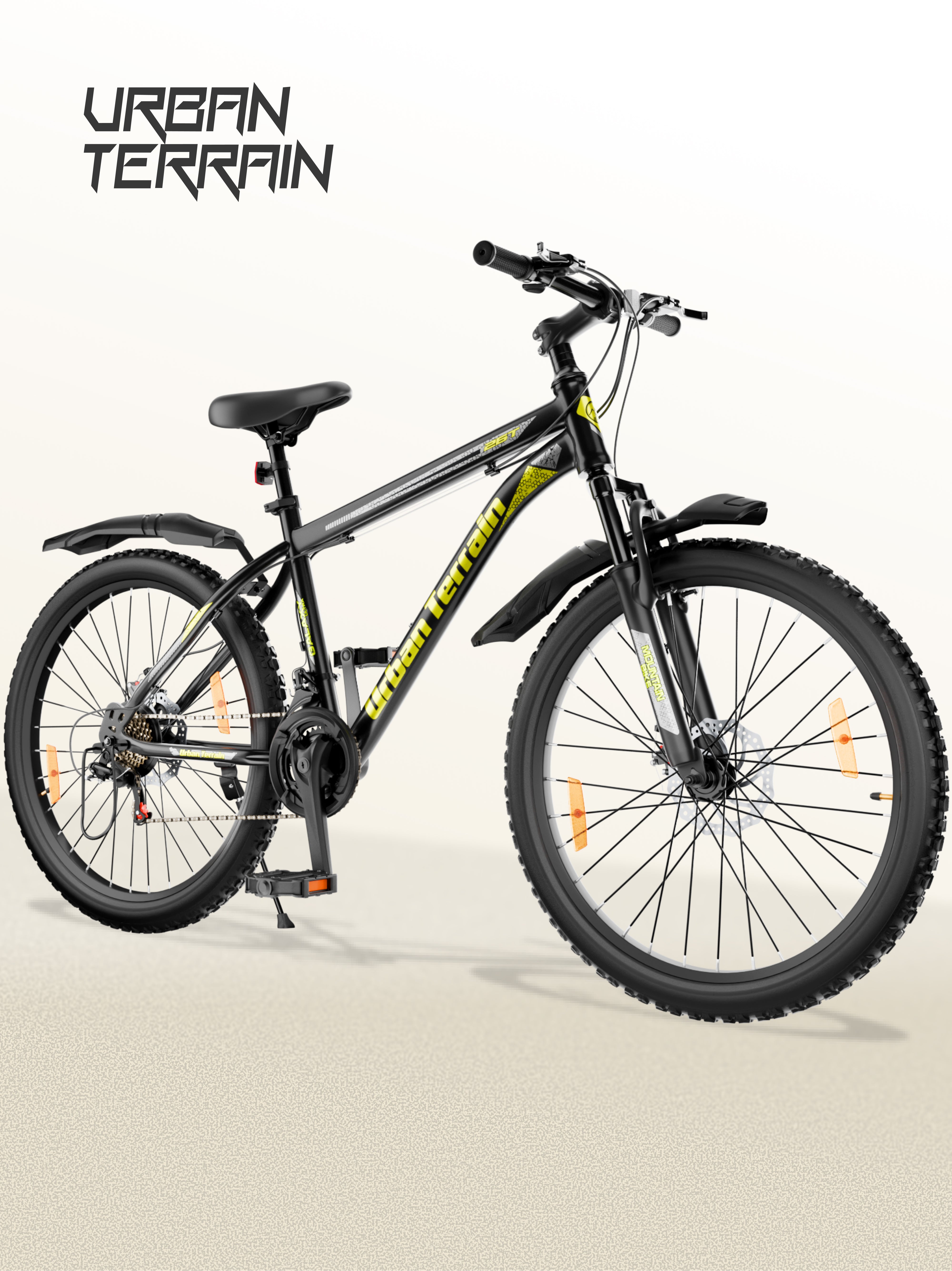 Galaxy Ultra Mountain Bike Steel 21 Speed Cycle 26 inch Tyre, Green With Front Suspension, Single Wall Rim and Dual Disc Brakes Ideal For 5 ft to 5.7 ft