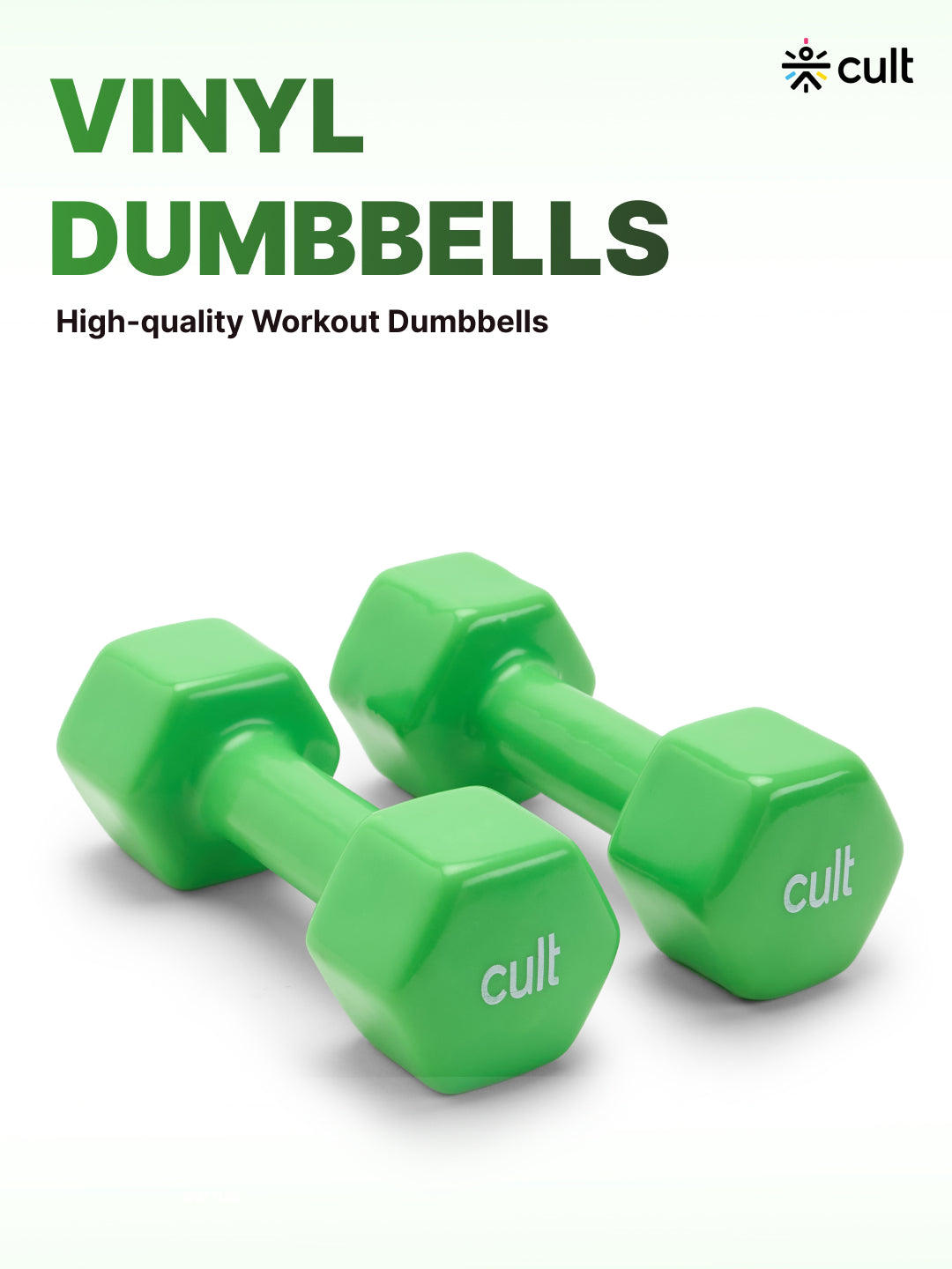 Cult 4KGx2 Vinyl Dumbbells For Home & Gym Exercises (Green)