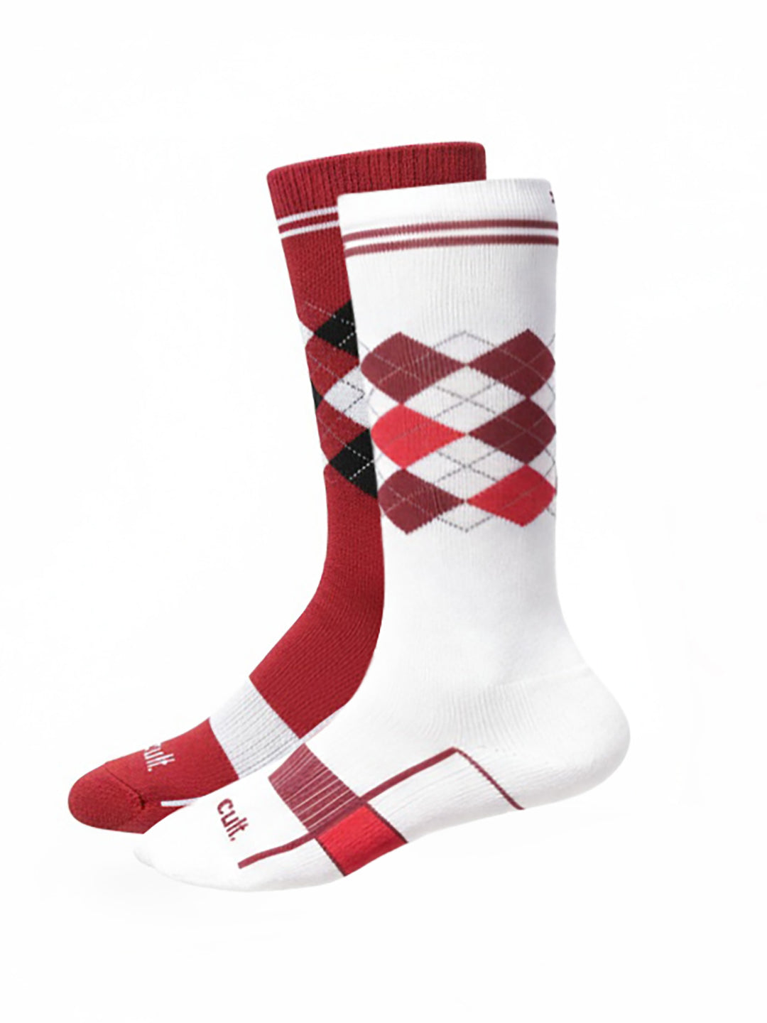 Cult Football/Soccer Patterned Men's Terry Cotton Socks Pack of 2-White & Maroon