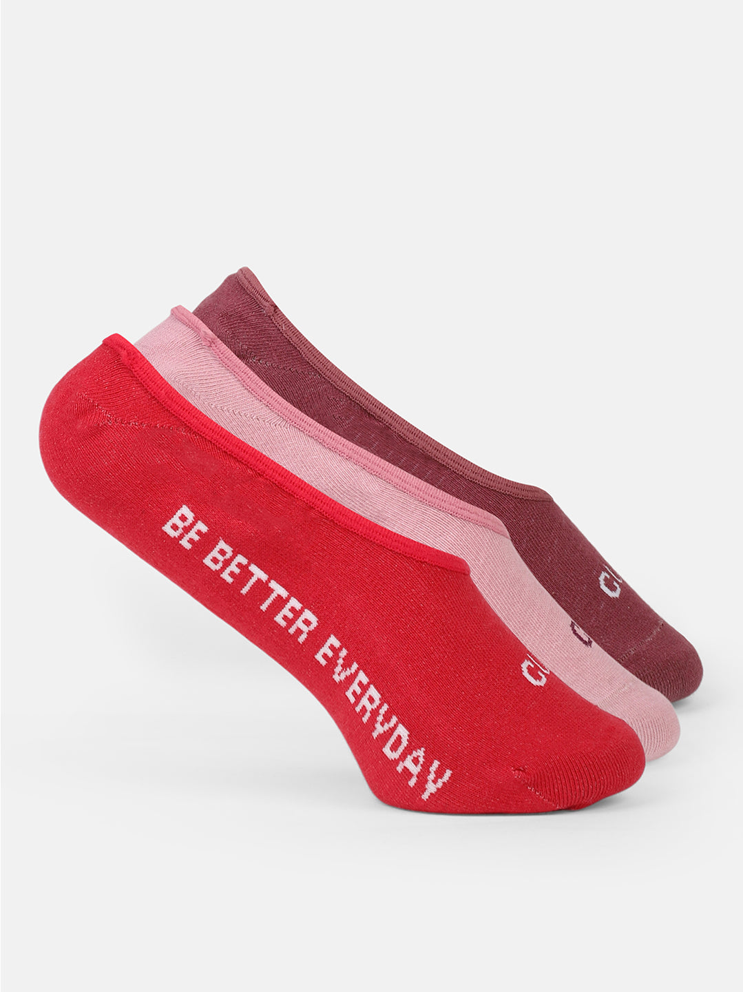 Casual Low Cut Invisible Pack of 3 Berry Red,Pink & Wine Terry Solid Women's Socks