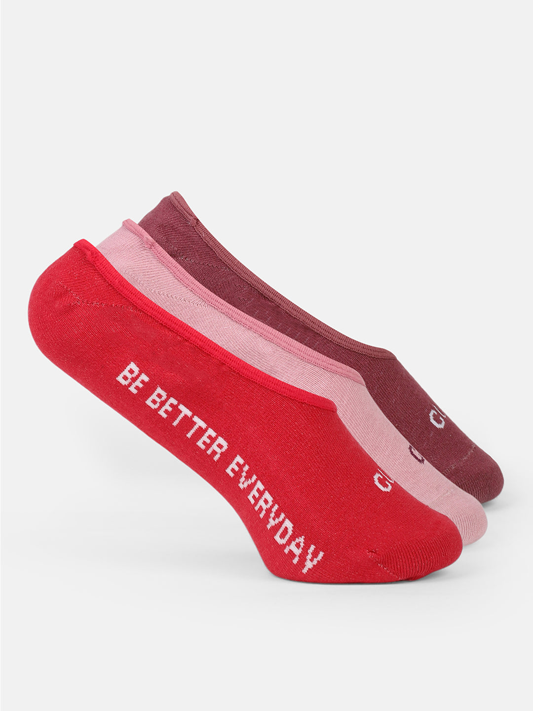 Casual Low Cut Invisible Pack of 3 Berry Red,Pink & Wine Terry Solid Women's Socks