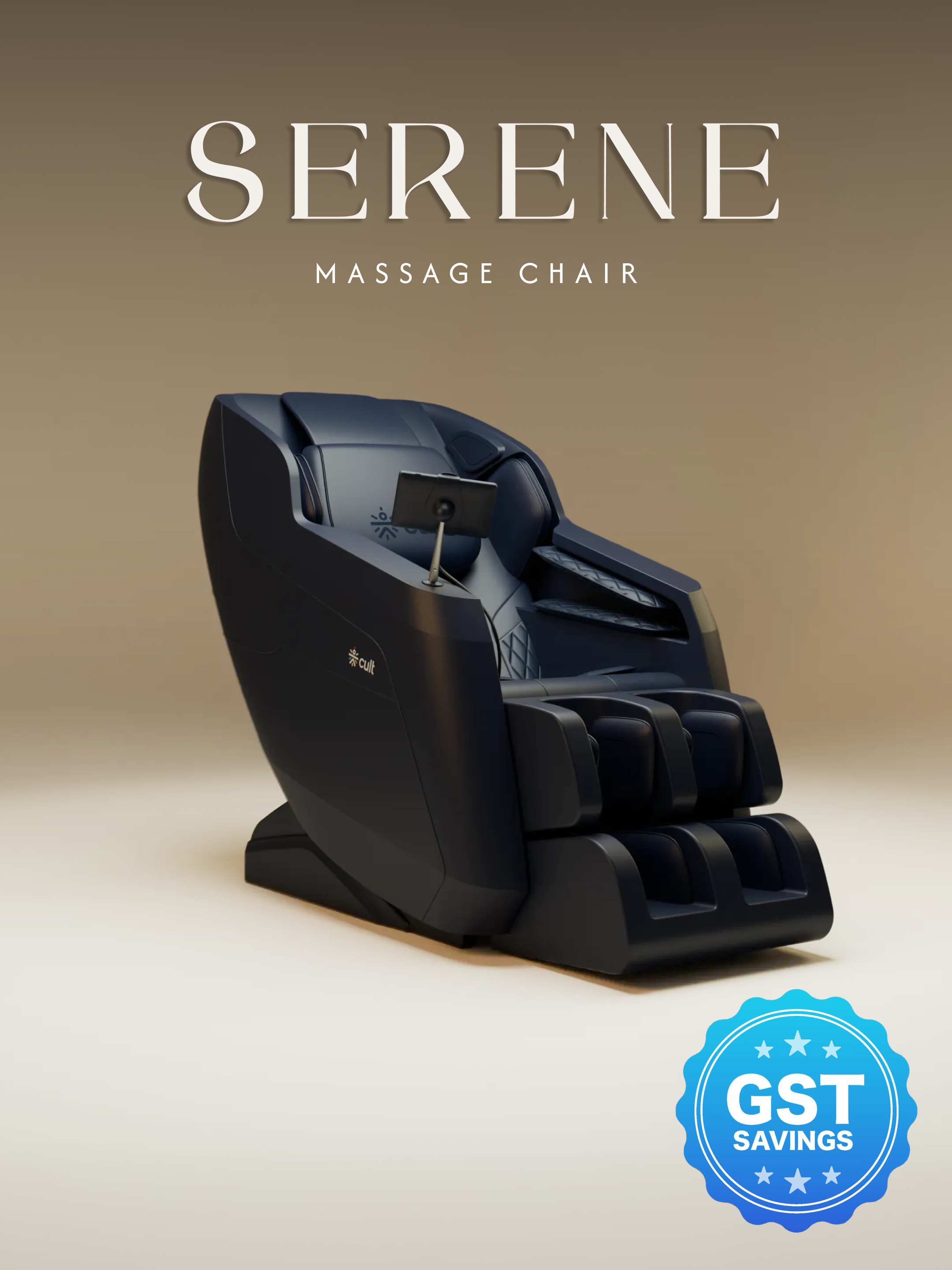Cult Serene Massage Chair | Zero Gravity with Voice Guide & Bluetooth | 9 Preset Massage Programs | Smart Touch Screen