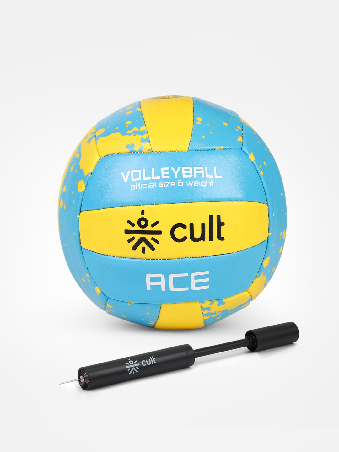 Cult Volleyball Combo – ACE Blue/Yellow + Ball Pump