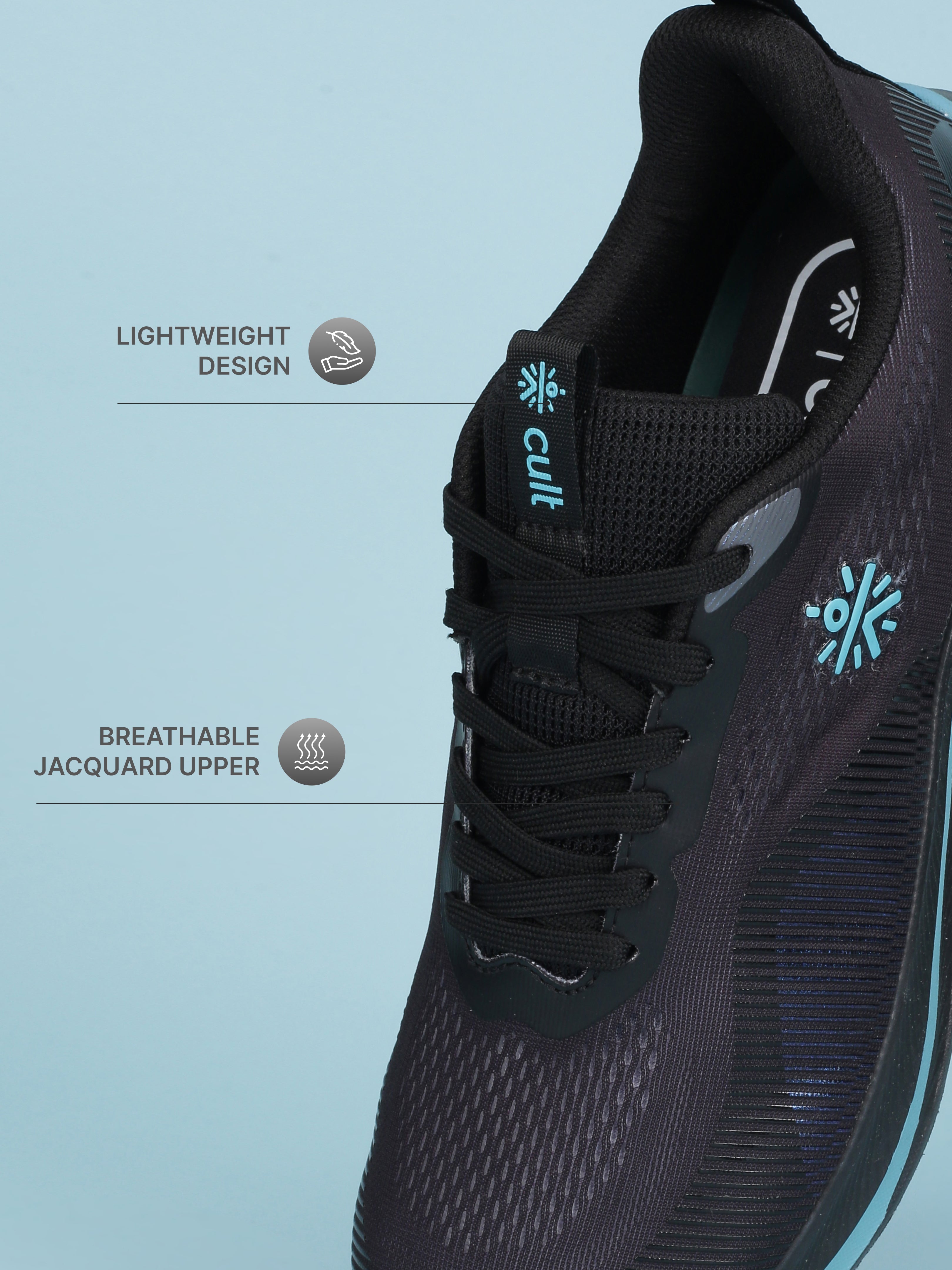Cult Men's Typhon Running Shoes - Black/Turquoise