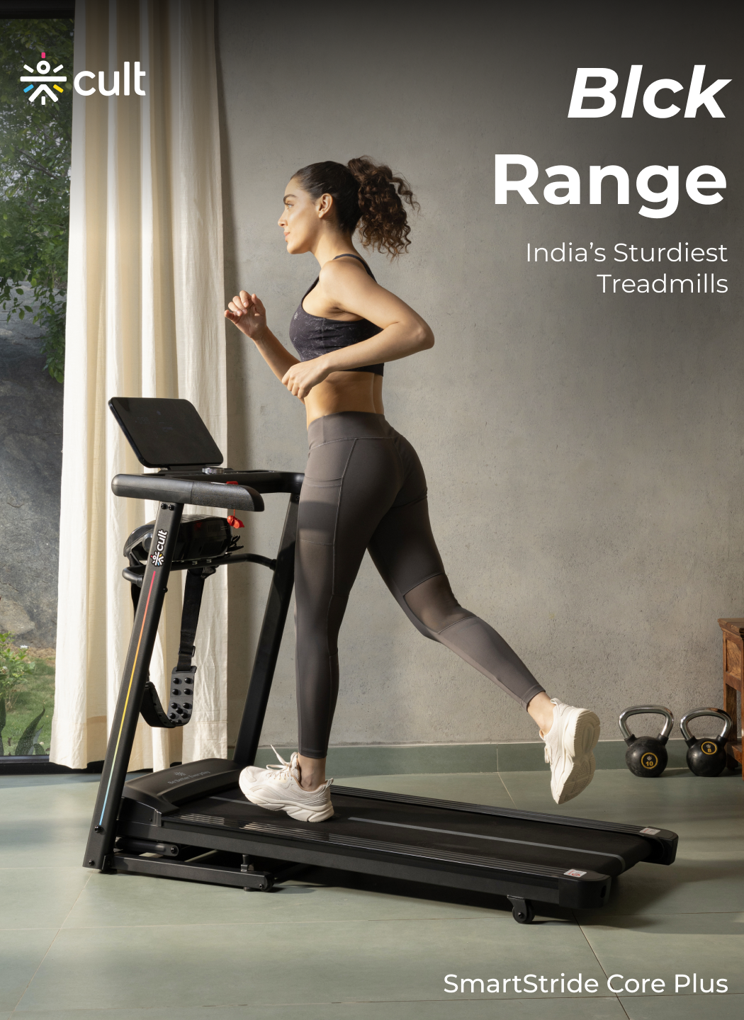 Cult SmartStrideCorePlus BLDC Motor (4HP Peak) Treadmill with Massager | Max Weight: 120kg | 15 Level Auto Incline (with 6 months extended warranty)