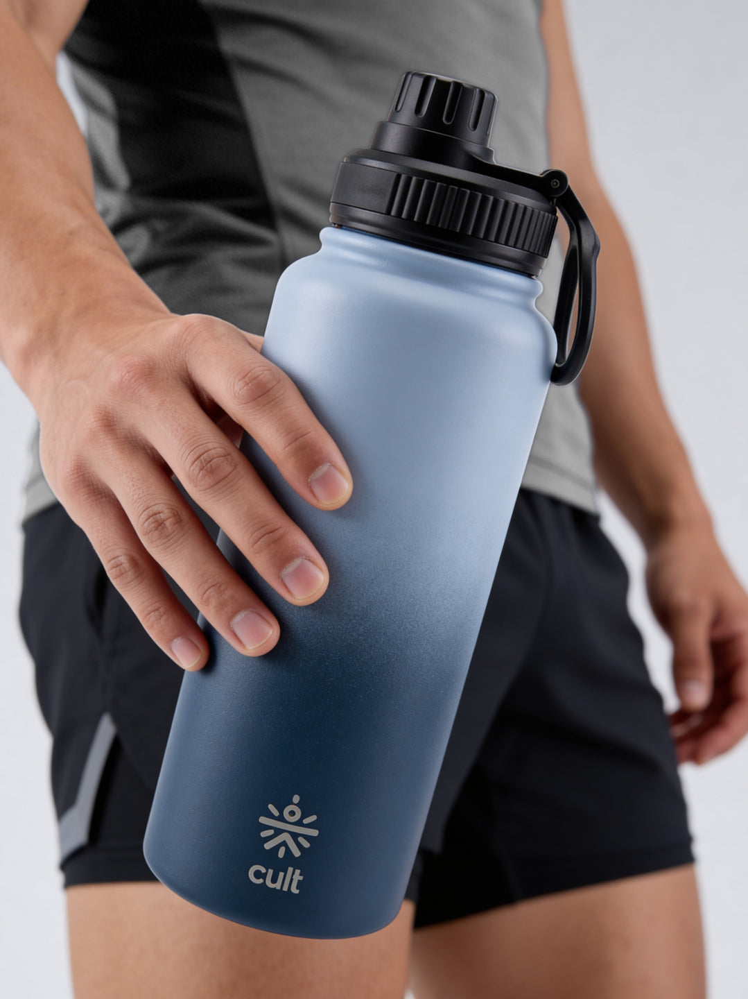 Cult 1L Insulated 24Hr Hot and Cold Water Bottle Leakproof Sports Cap Stainless Steel Blue