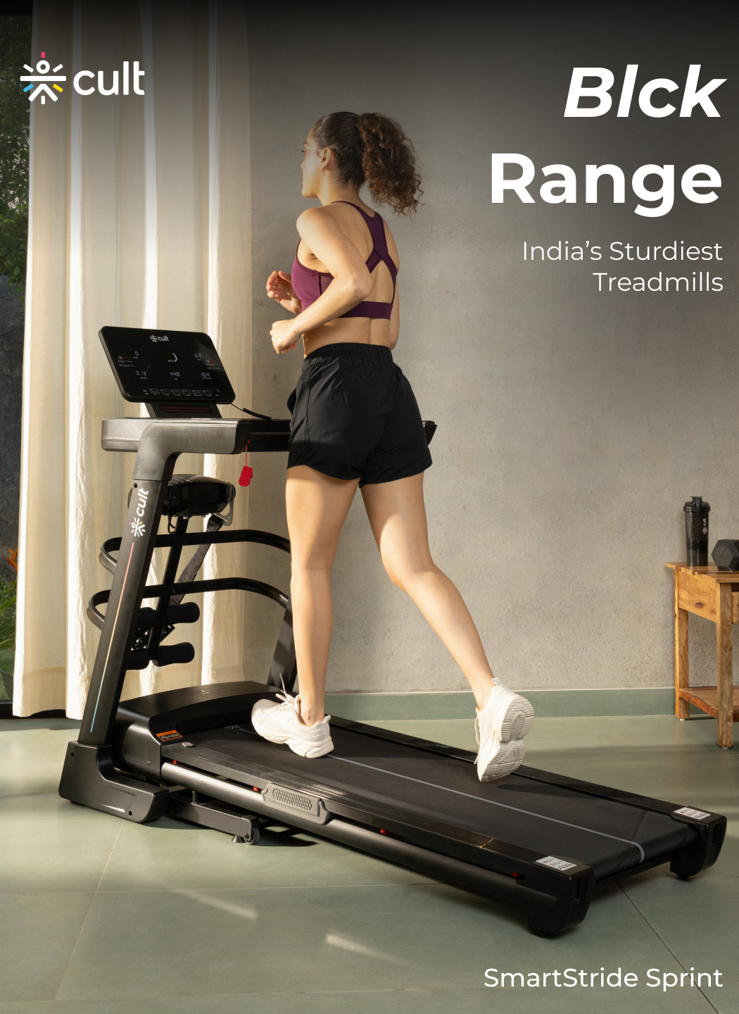 Cult SmartStrideSprint BLDC Motor (6HP Peak) Treadmill with Massager | Max Weight: 140kg | 15 Level Auto Incline (with 6 Months extended warranty)